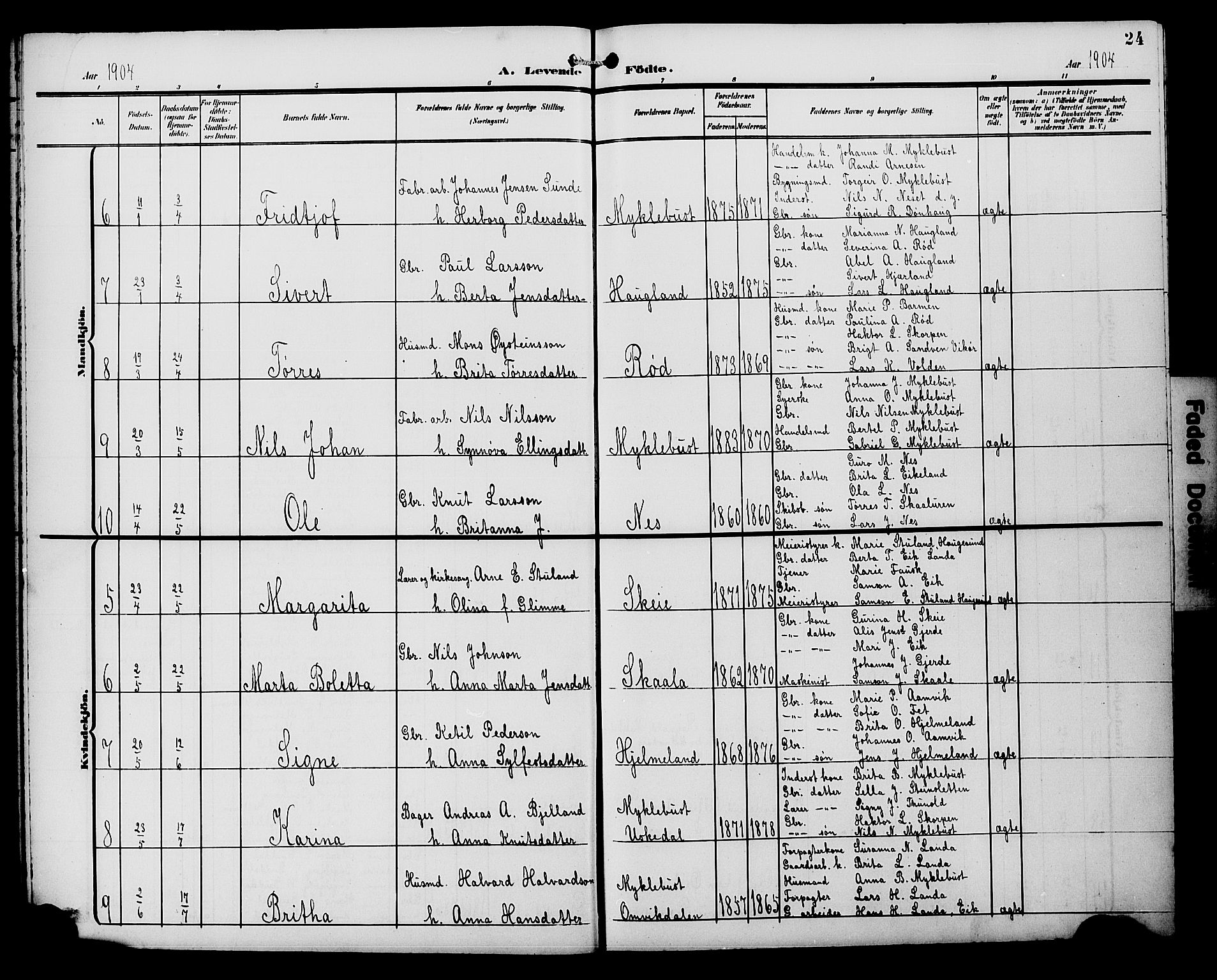 Kvinnherad sokneprestembete, AV/SAB-A-76401/H/Hab: Klokkerbok nr. A 2A, 1901-1911, s. 24
