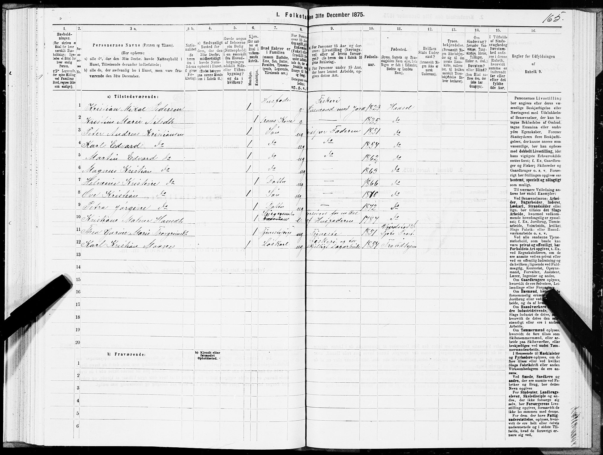 SAT, Folketelling 1875 for 1866P Hadsel prestegjeld, 1875, s. 2165