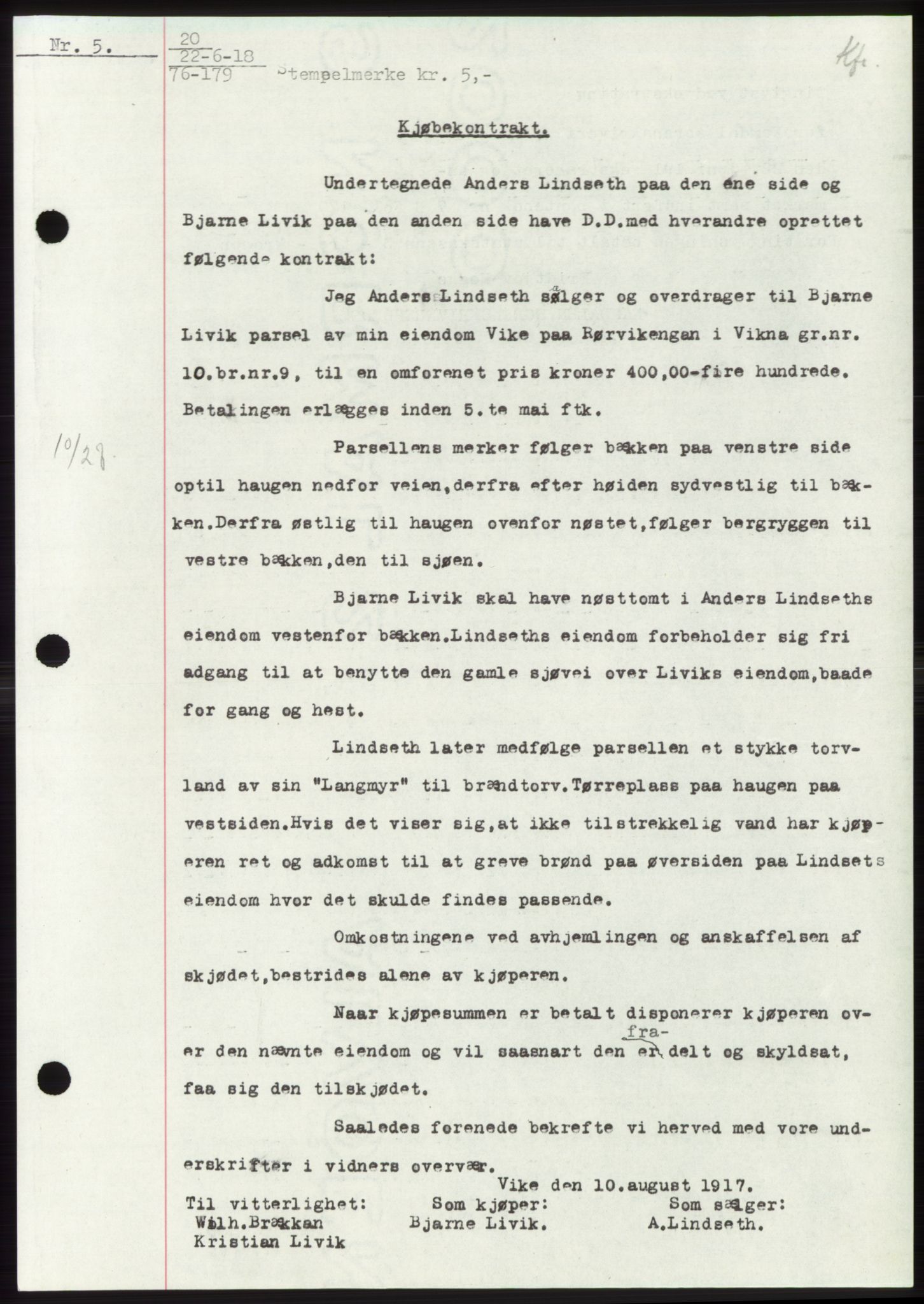 Namdal sorenskriveri, SAT/A-4133/1/2/2C: Pantebok nr. -, 1916-1921, Tingl.dato: 22.06.1918