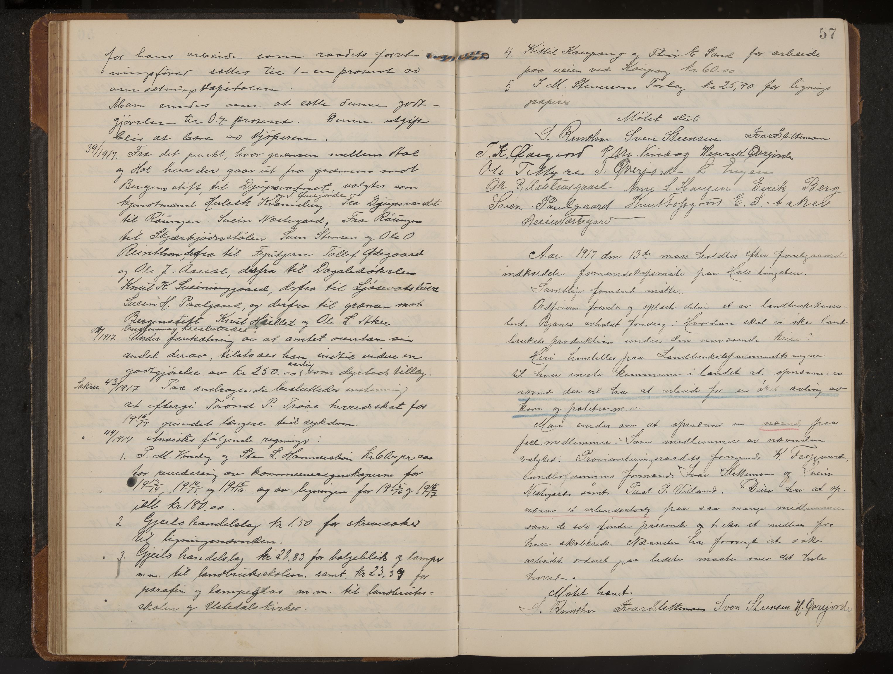 Hol formannskap og sentraladministrasjon, IKAK/0620021-1/A/L0006: Møtebok, 1916-1922, s. 57