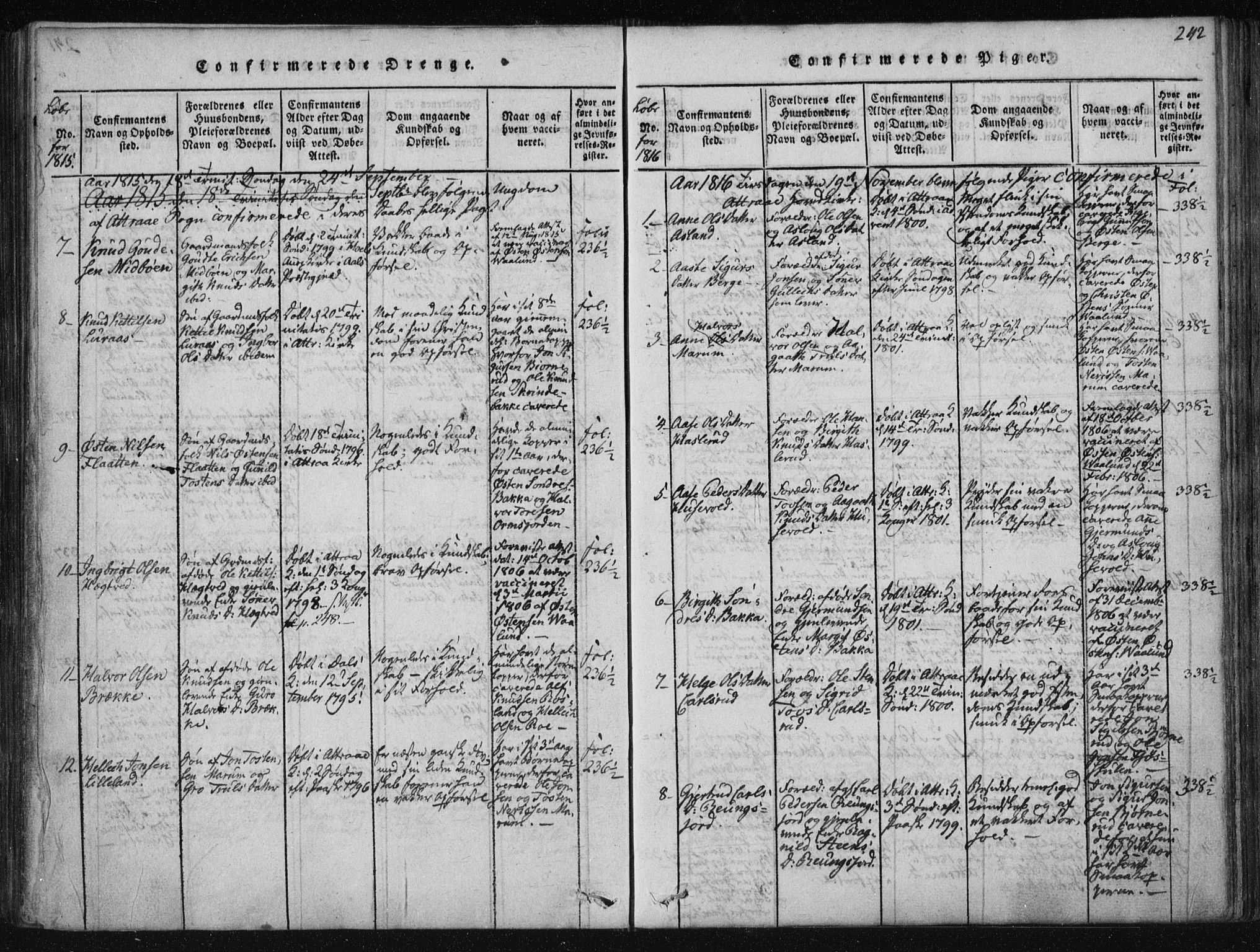 Tinn kirkebøker, AV/SAKO-A-308/F/Fa/L0004: Ministerialbok nr. I 4, 1815-1843, s. 241b-242a