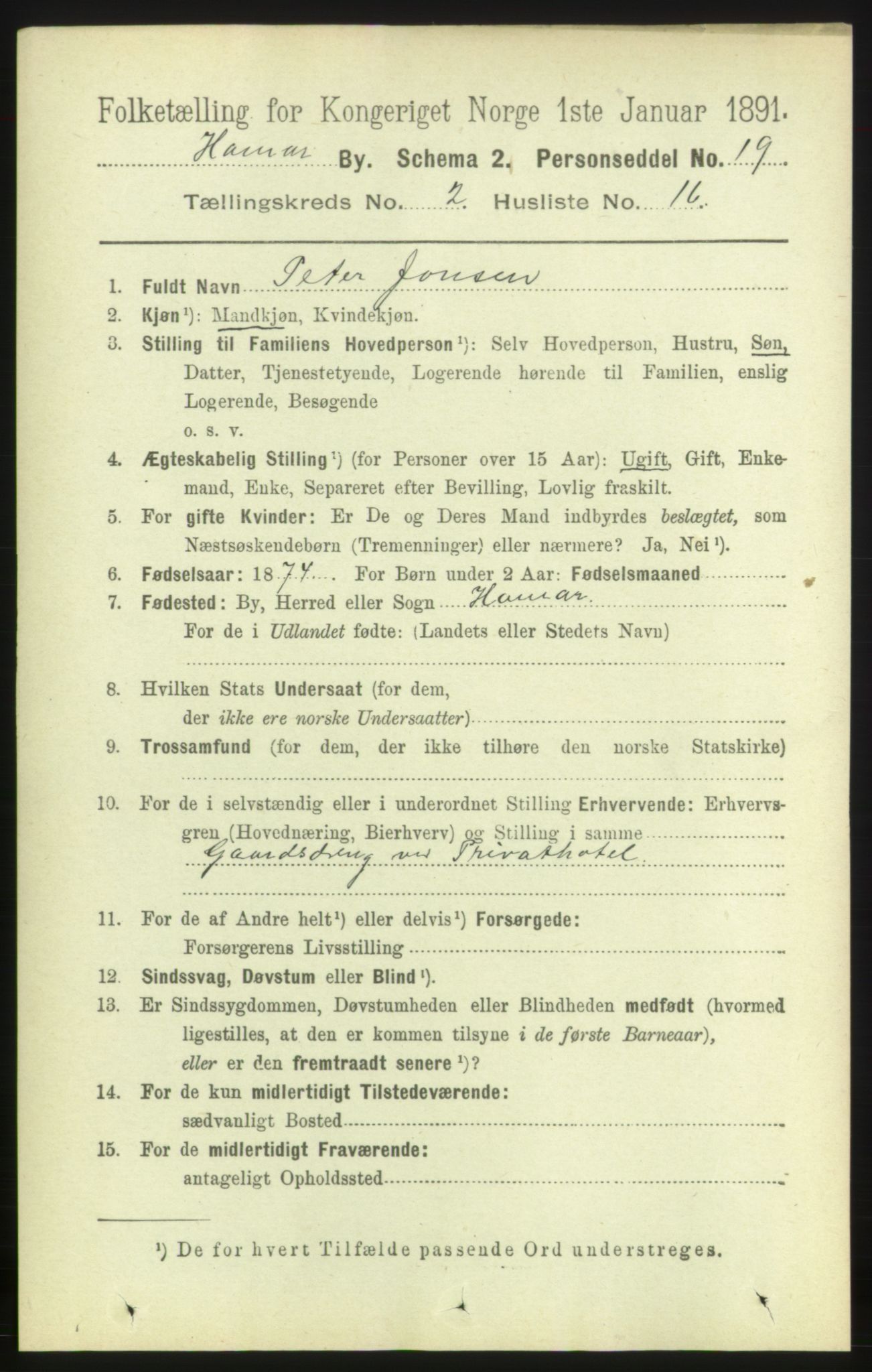 RA, Folketelling 1891 for 0401 Hamar kjøpstad, 1891, s. 1216