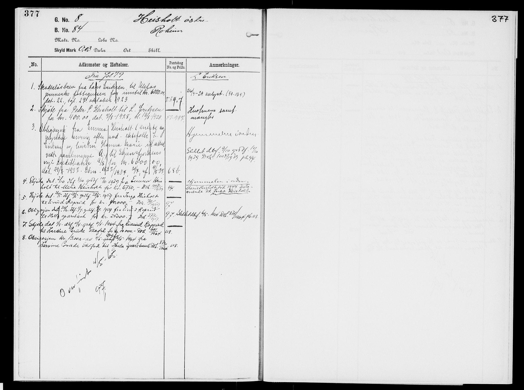 Nedre Telemark sorenskriveri, SAKO/A-135/G/Gb/Gbg/L0001: Panteregister nr. VII 1, s. 377