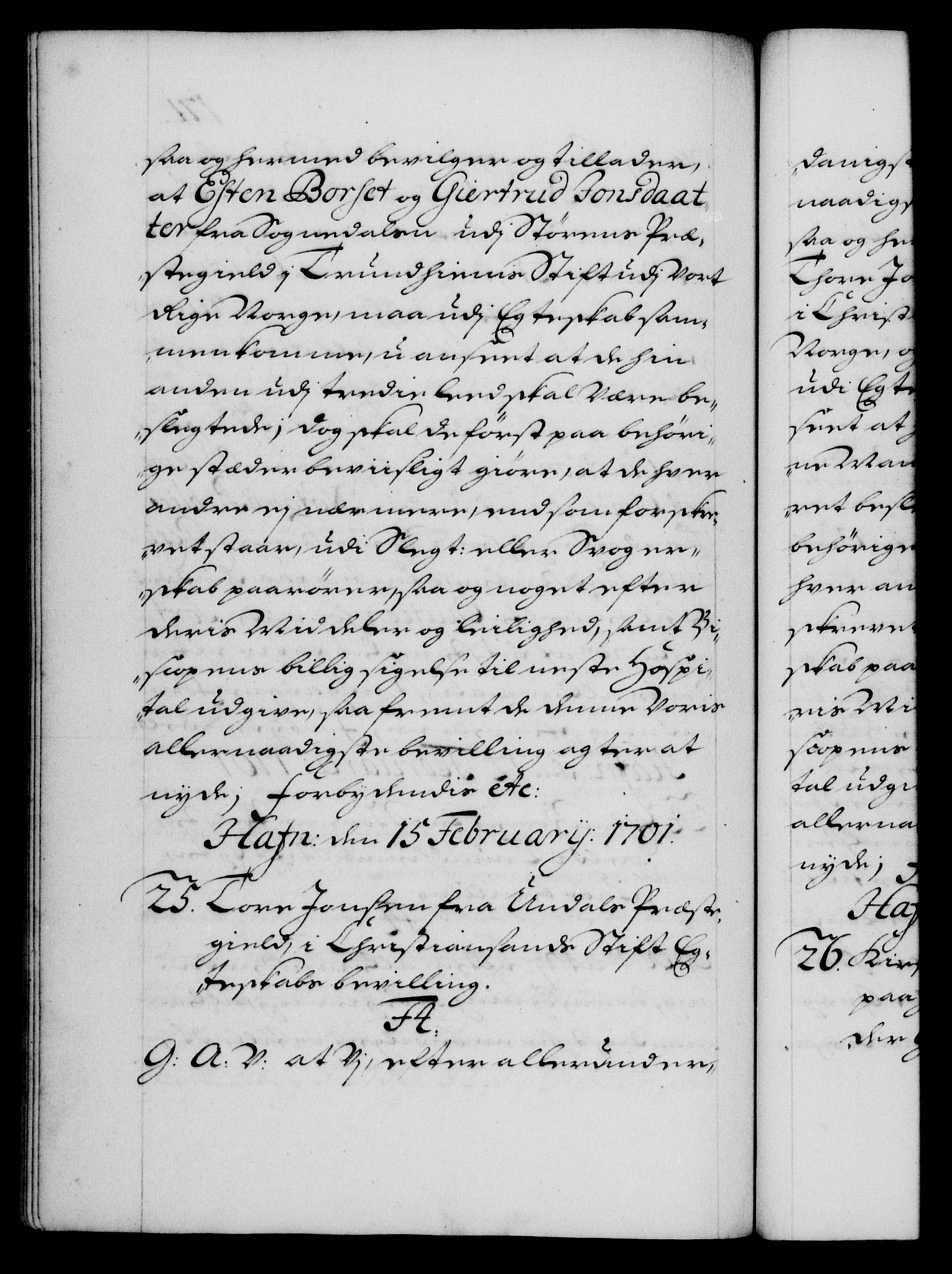 Danske Kanselli 1572-1799, AV/RA-EA-3023/F/Fc/Fca/Fcaa/L0018: Norske registre, 1699-1703, s. 171b