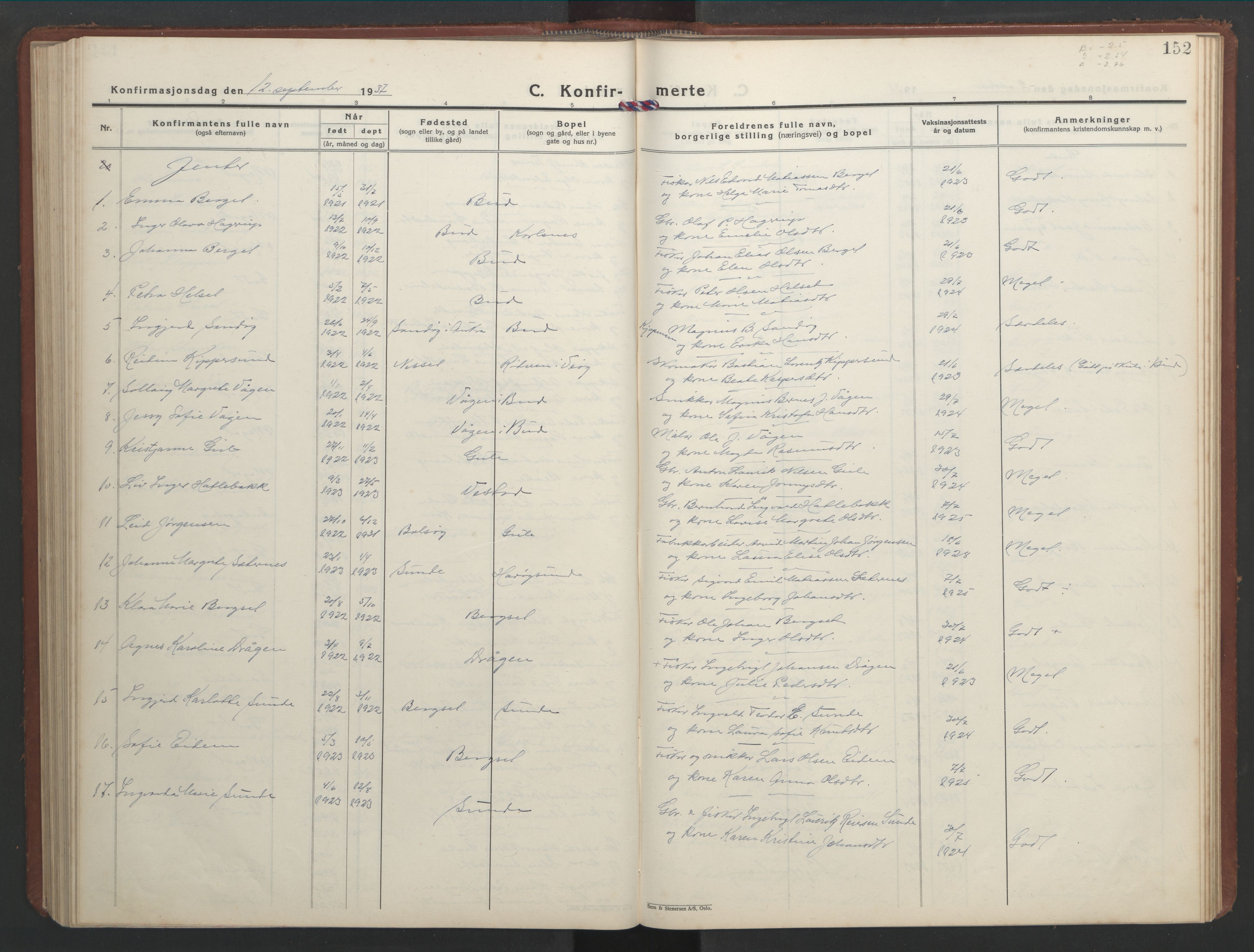 Ministerialprotokoller, klokkerbøker og fødselsregistre - Møre og Romsdal, AV/SAT-A-1454/566/L0775: Klokkerbok nr. 566C04, 1930-1946, s. 152