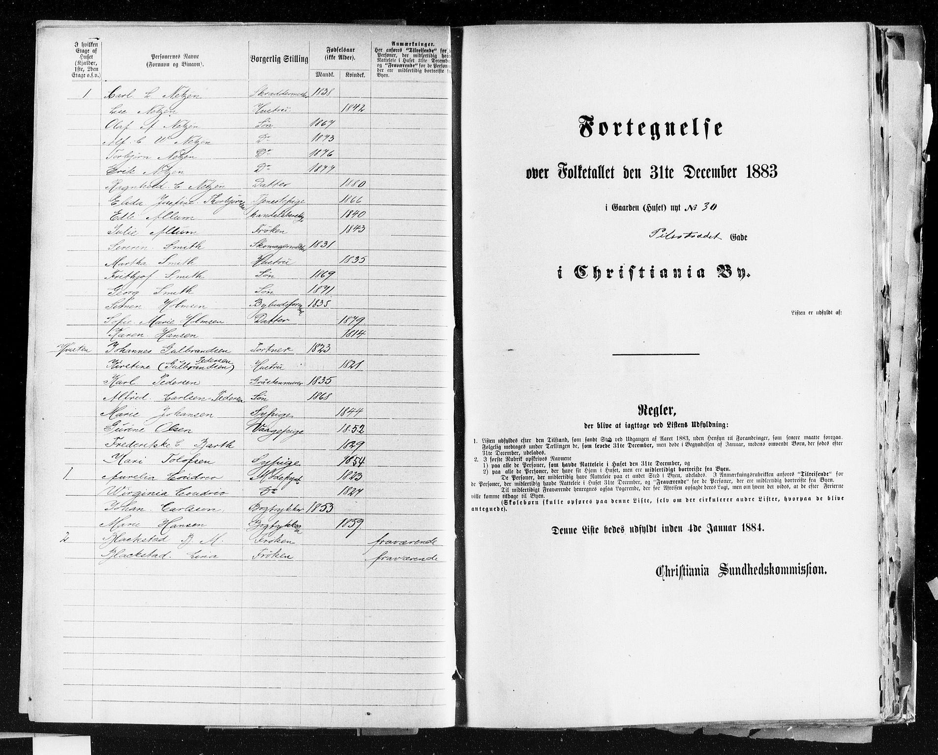 OBA, Kommunal folketelling 31.12.1883 for Kristiania kjøpstad, 1883, s. 3321
