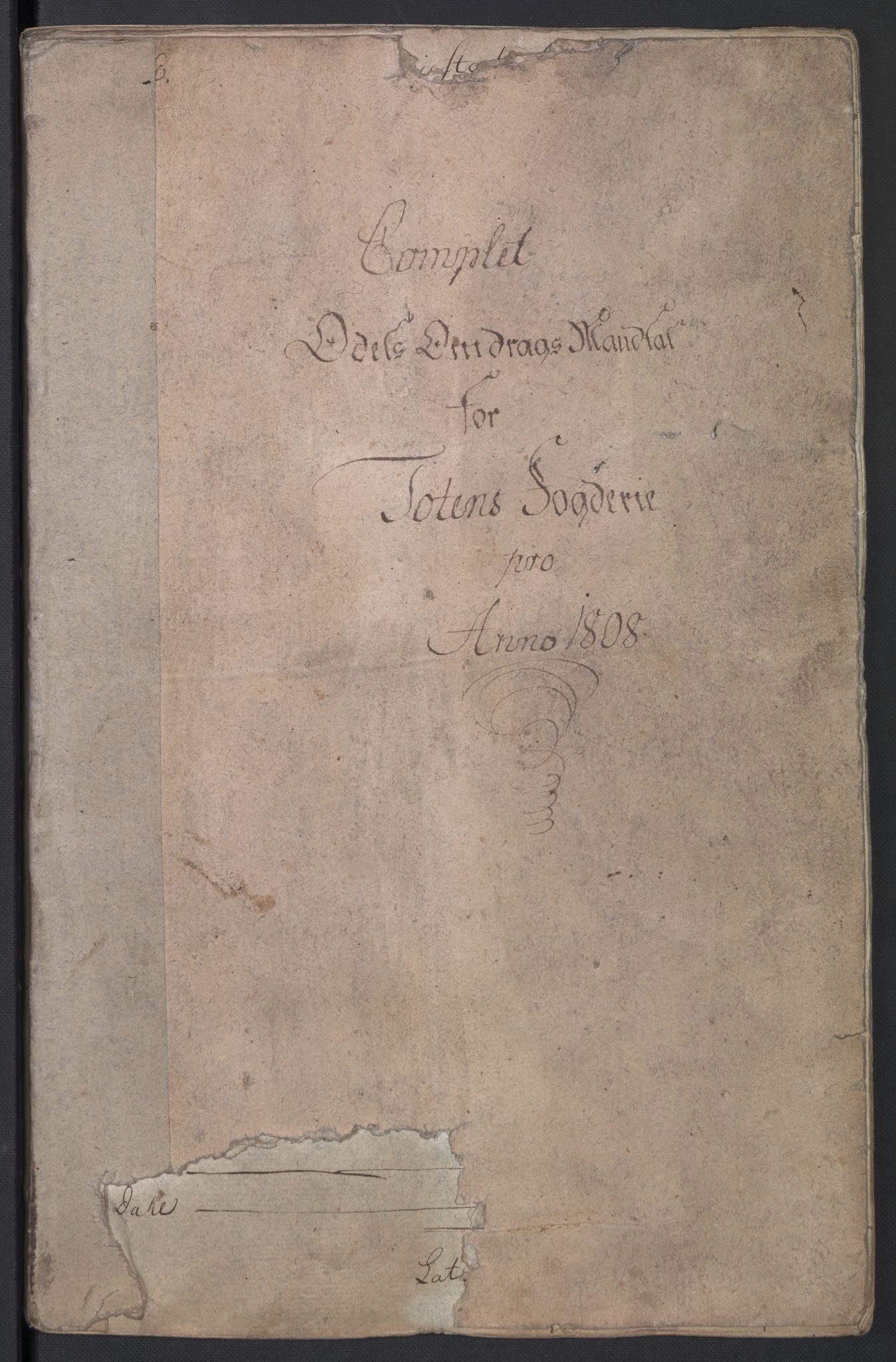 Rentekammeret inntil 1814, Reviderte regnskaper, Fogderegnskap, AV/RA-EA-4092/R19/L1396: Fogderegnskap Toten, Hadeland og Vardal, 1808, s. 338