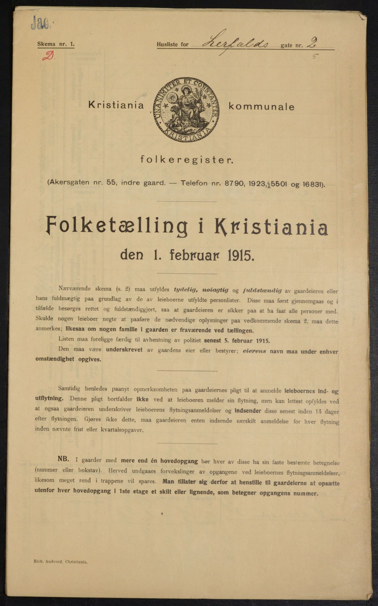 OBA, Kommunal folketelling 1.2.1915 for Kristiania, 1915, s. 56731