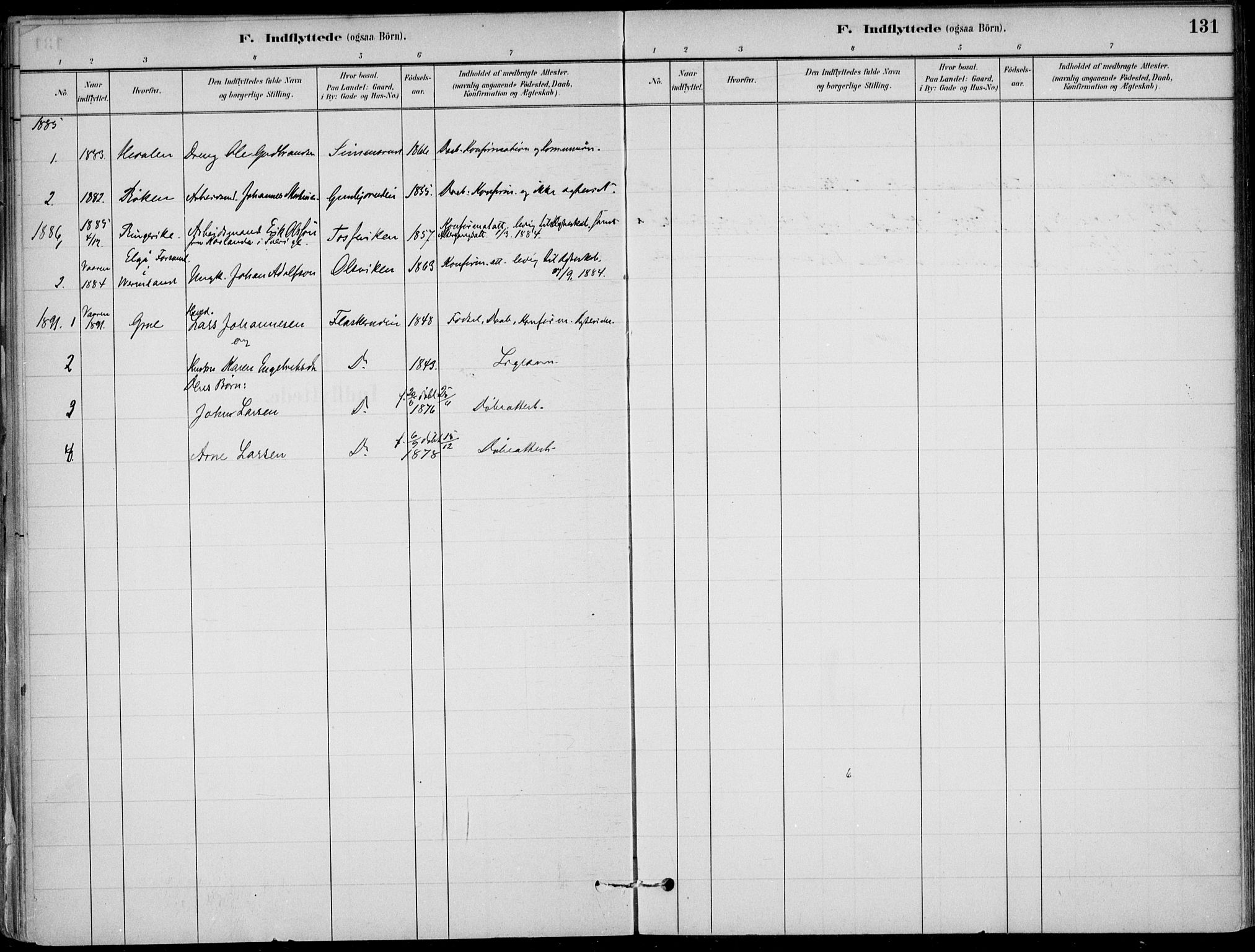 Ådal kirkebøker, AV/SAKO-A-248/F/Fa/L0003: Ministerialbok nr. I 3, 1884-1903, s. 131