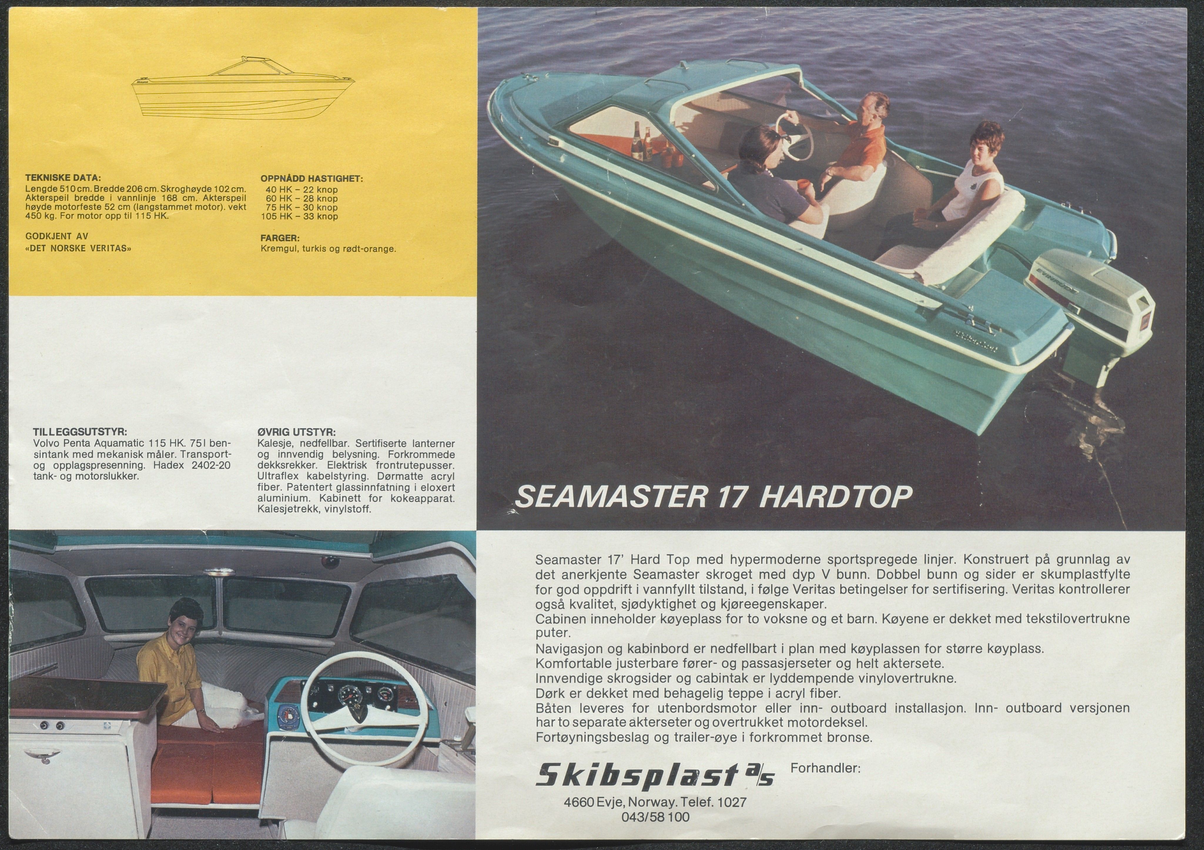 Skibsplast, AAKS/PA-2968/01/X/X01/L0002/0006: Brosjyrer / Seamaster 17 Hardtop (1970/71-1975), 1970-1975