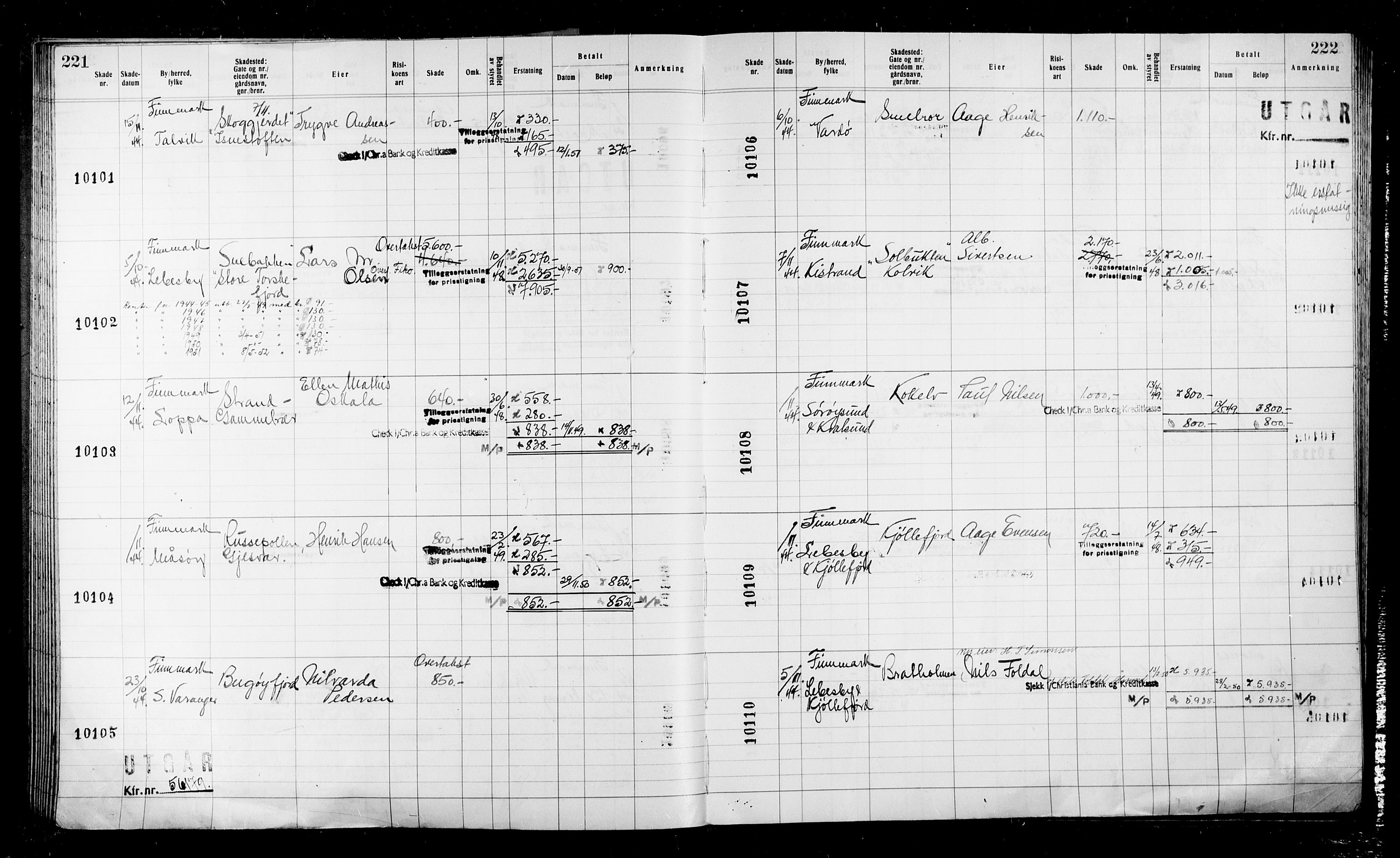 Krigsskadetrygdene for bygninger og løsøre, AV/RA-S-1548/V/L0043: Bygning, ikke trygdet., 1940-1945, s. 221-222