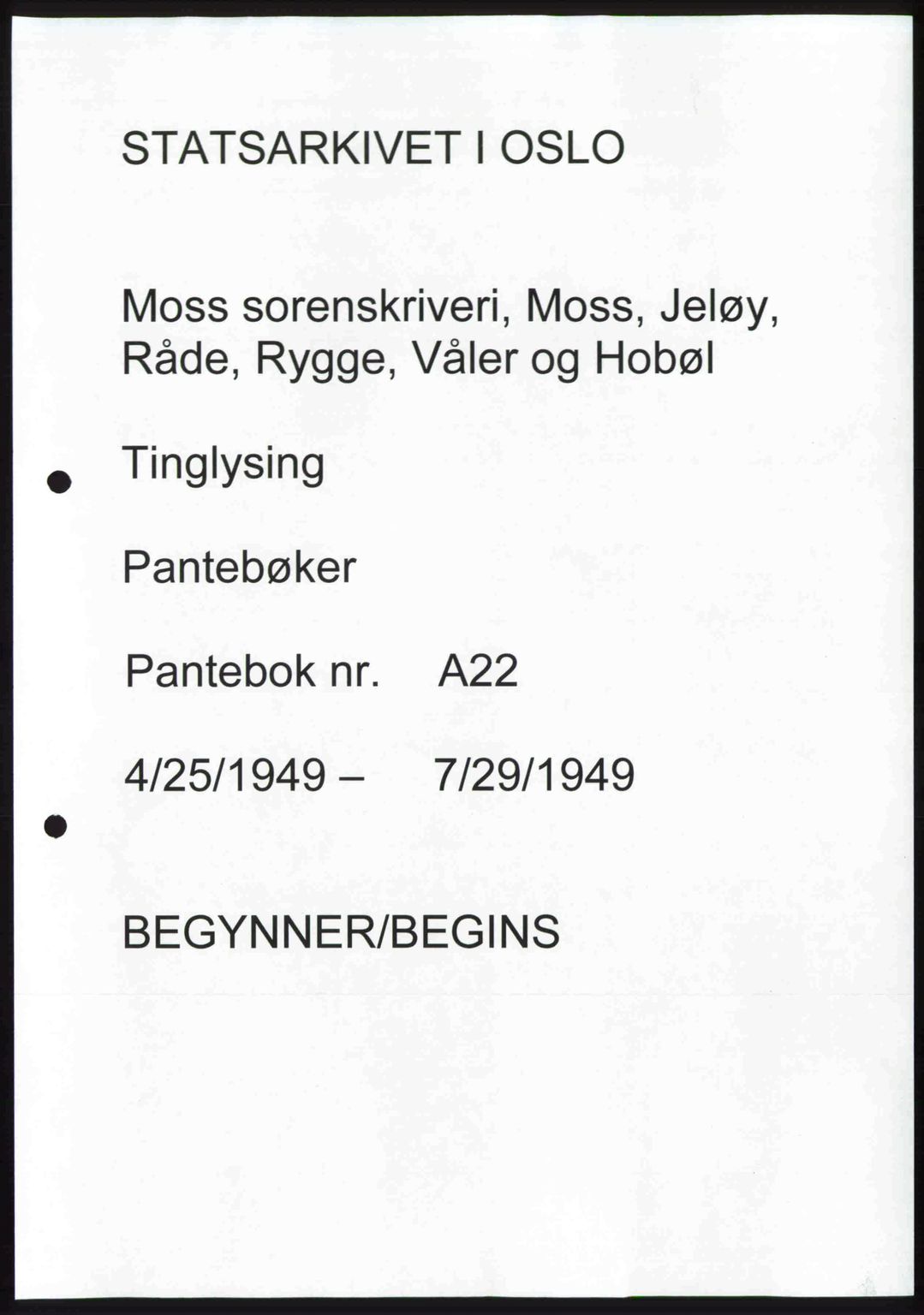 Moss sorenskriveri, SAO/A-10168: Pantebok nr. A22, 1949-1949