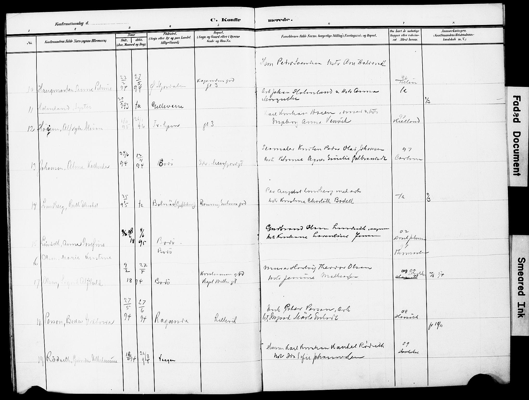 Ministerialprotokoller, klokkerbøker og fødselsregistre - Nordland, AV/SAT-A-1459/871/L0987: Ministerialbok nr. 871A03, 1909-1914