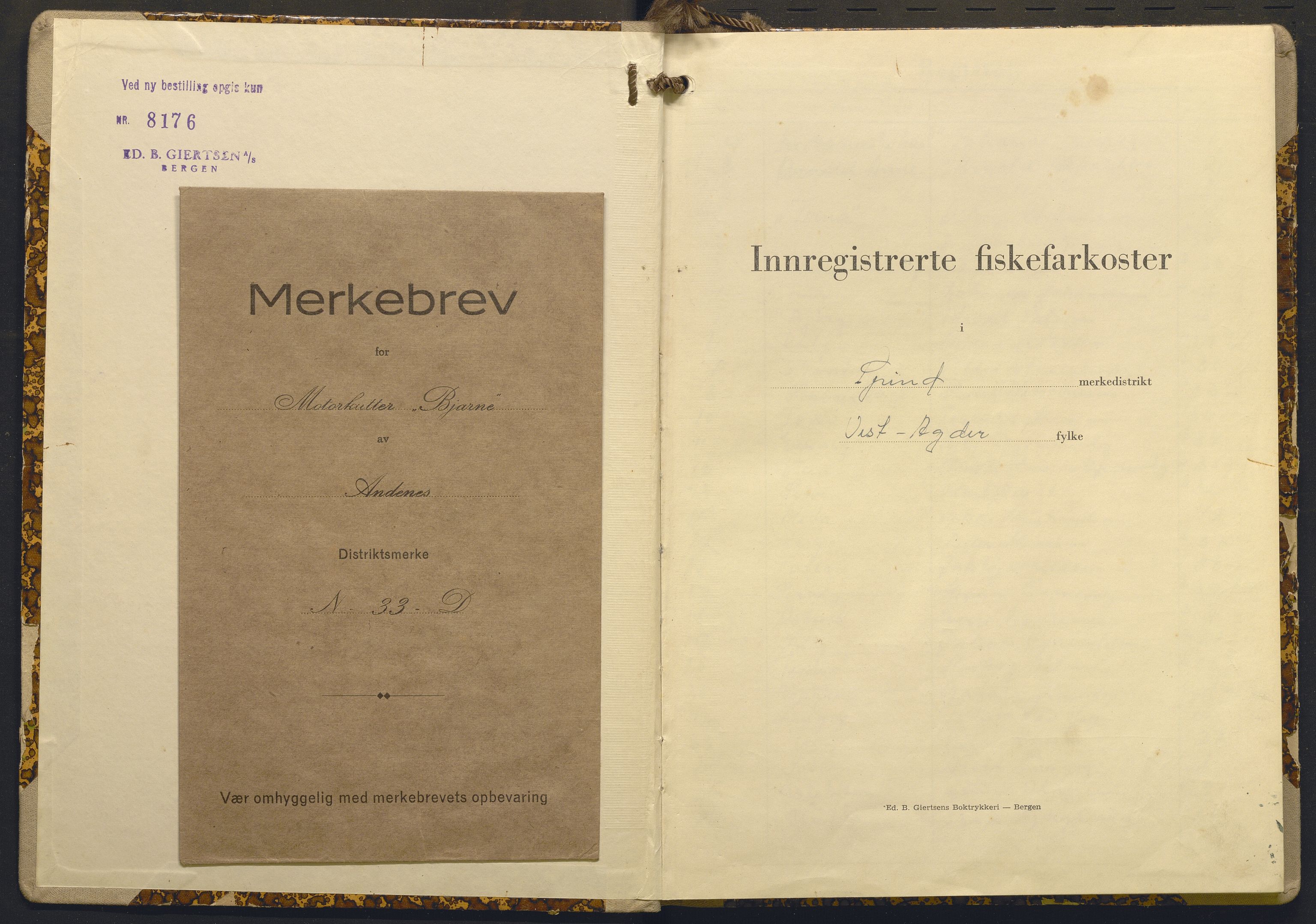 Fiskeridirektoratet - 1 Adm. ledelse - 13 Båtkontoret, AV/SAB-A-2003/I/Ia/Iaj/L0040: 135.1017/3 Merkeprotokoll - Spind, 1960-1964