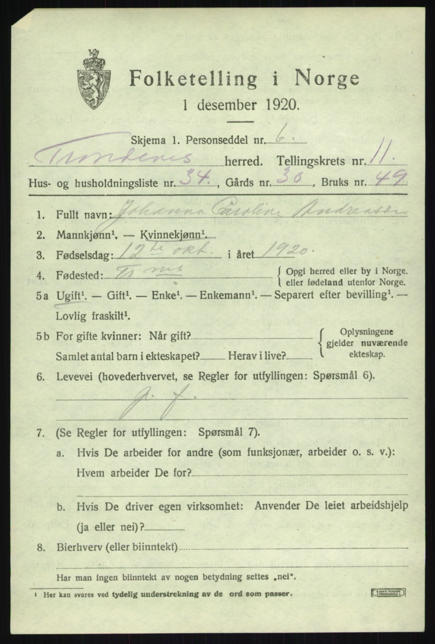 SATØ, Folketelling 1920 for 1914 Trondenes herred, 1920, s. 8771