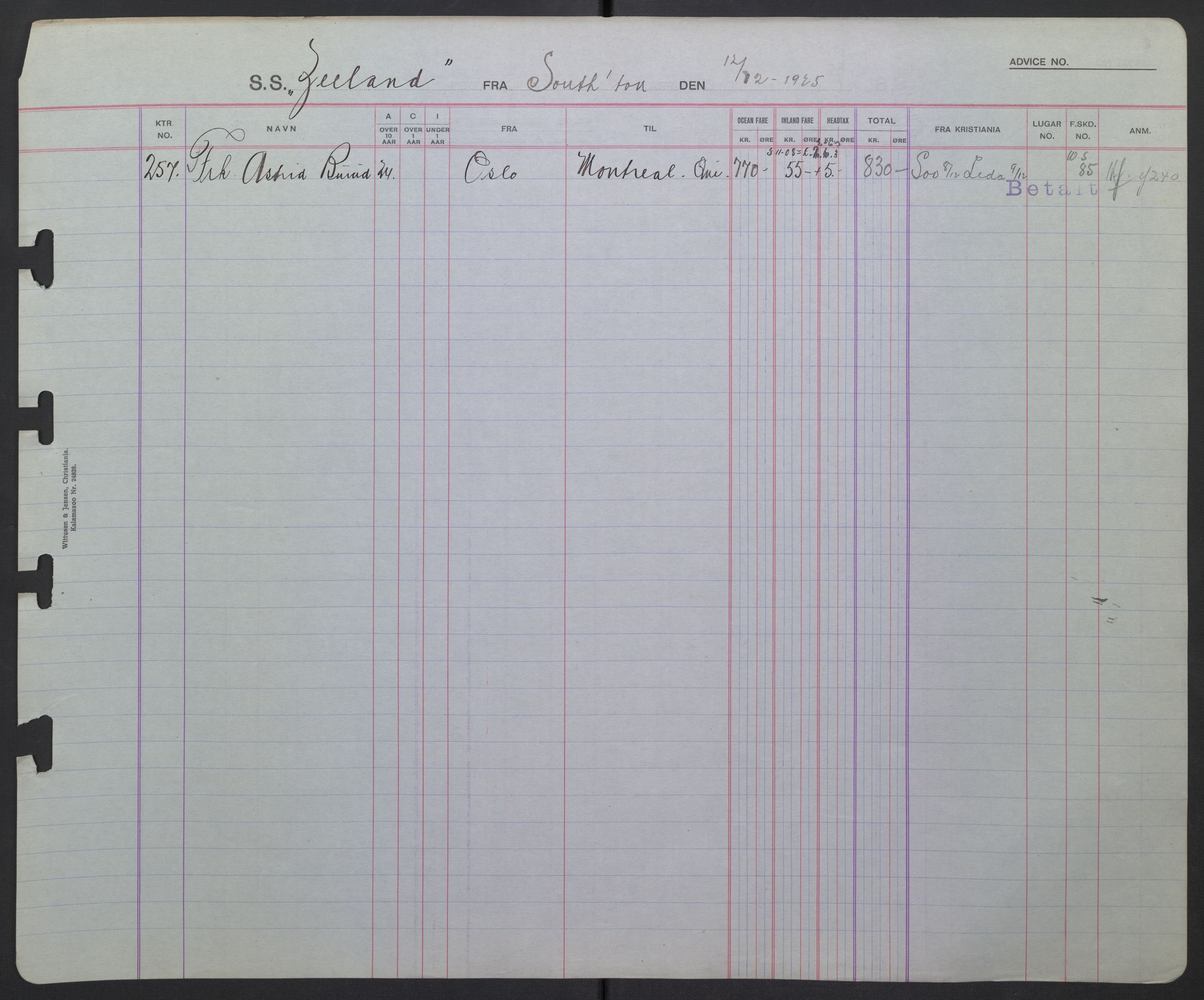 White Star-linjen, AV/SAO-PAO-0201/D/Db/L0003: Passasjerlister, 1924-1938, s. 224