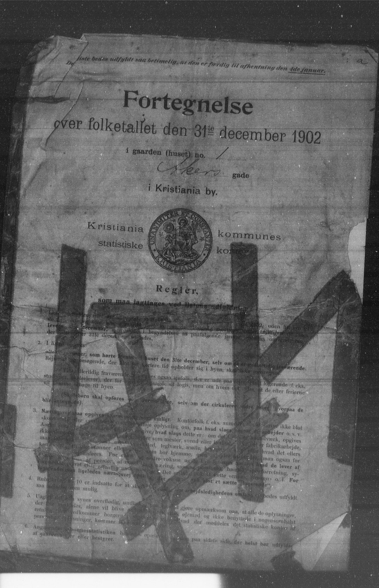 OBA, Kommunal folketelling 31.12.1902 for Kristiania kjøpstad, 1902, s. 186