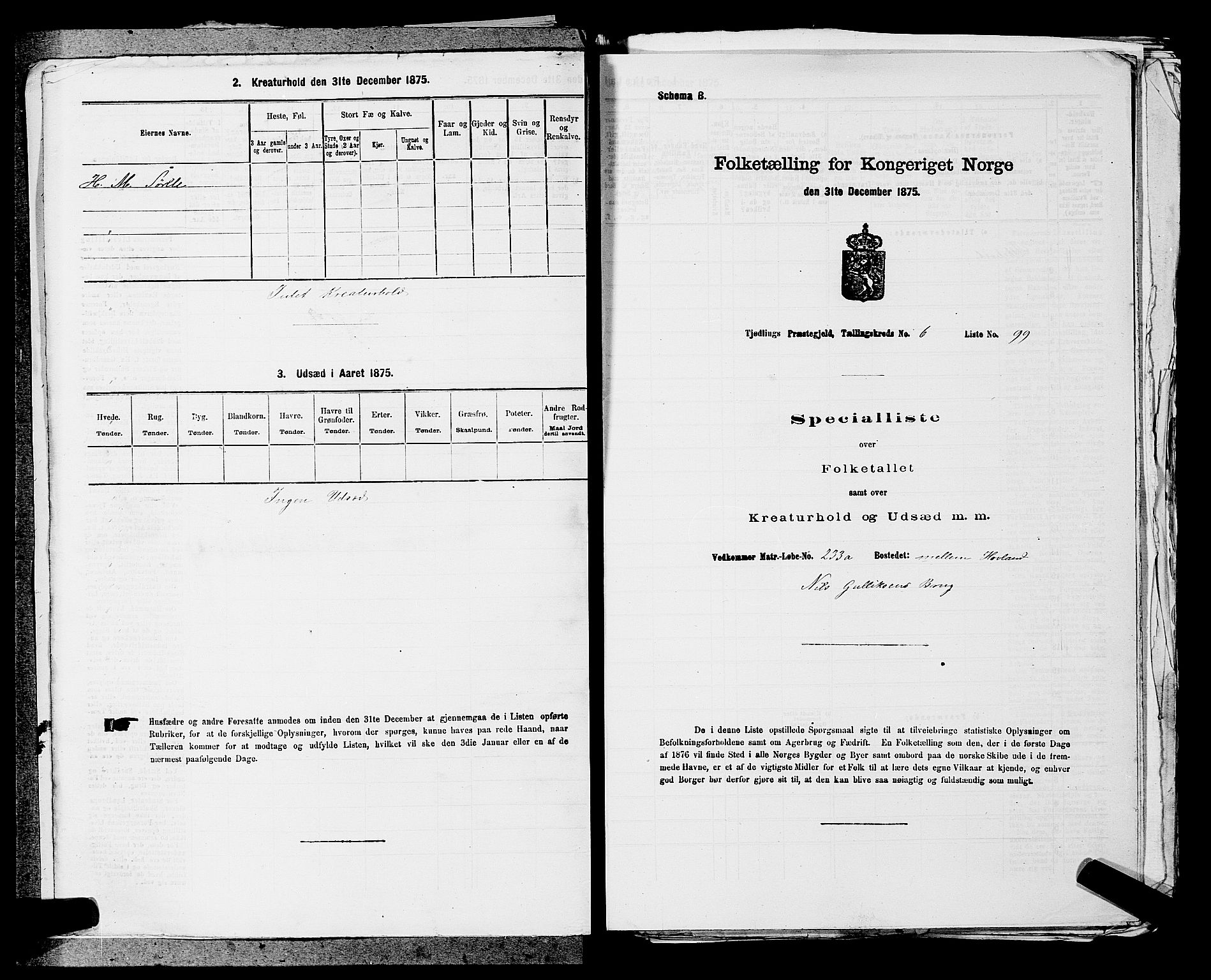 SAKO, Folketelling 1875 for 0725P Tjølling prestegjeld, 1875, s. 1235