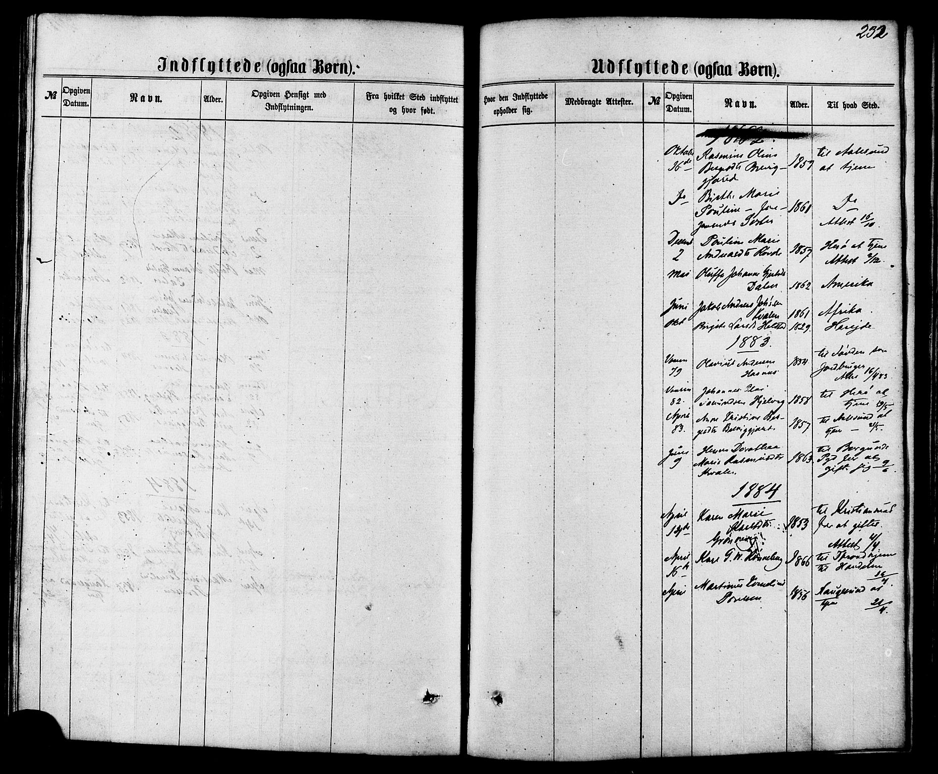 Ministerialprotokoller, klokkerbøker og fødselsregistre - Møre og Romsdal, AV/SAT-A-1454/504/L0055: Ministerialbok nr. 504A02, 1861-1884, s. 232