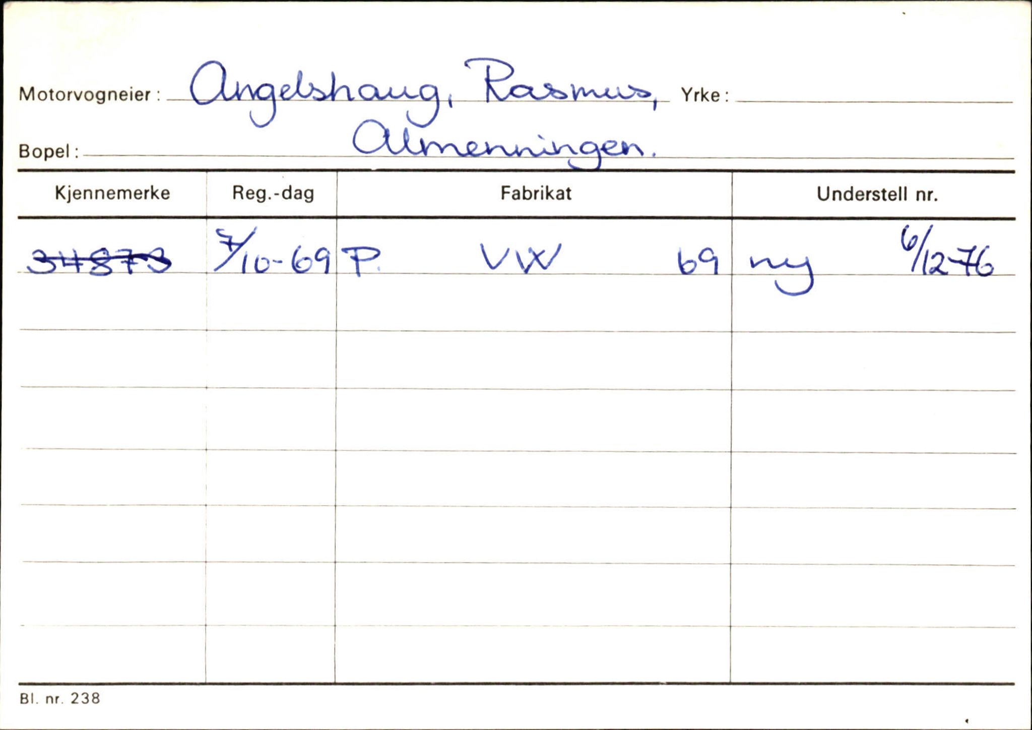 Statens vegvesen, Sogn og Fjordane vegkontor, AV/SAB-A-5301/4/F/L0144: Registerkort Vågsøy A-R, 1945-1975, s. 61