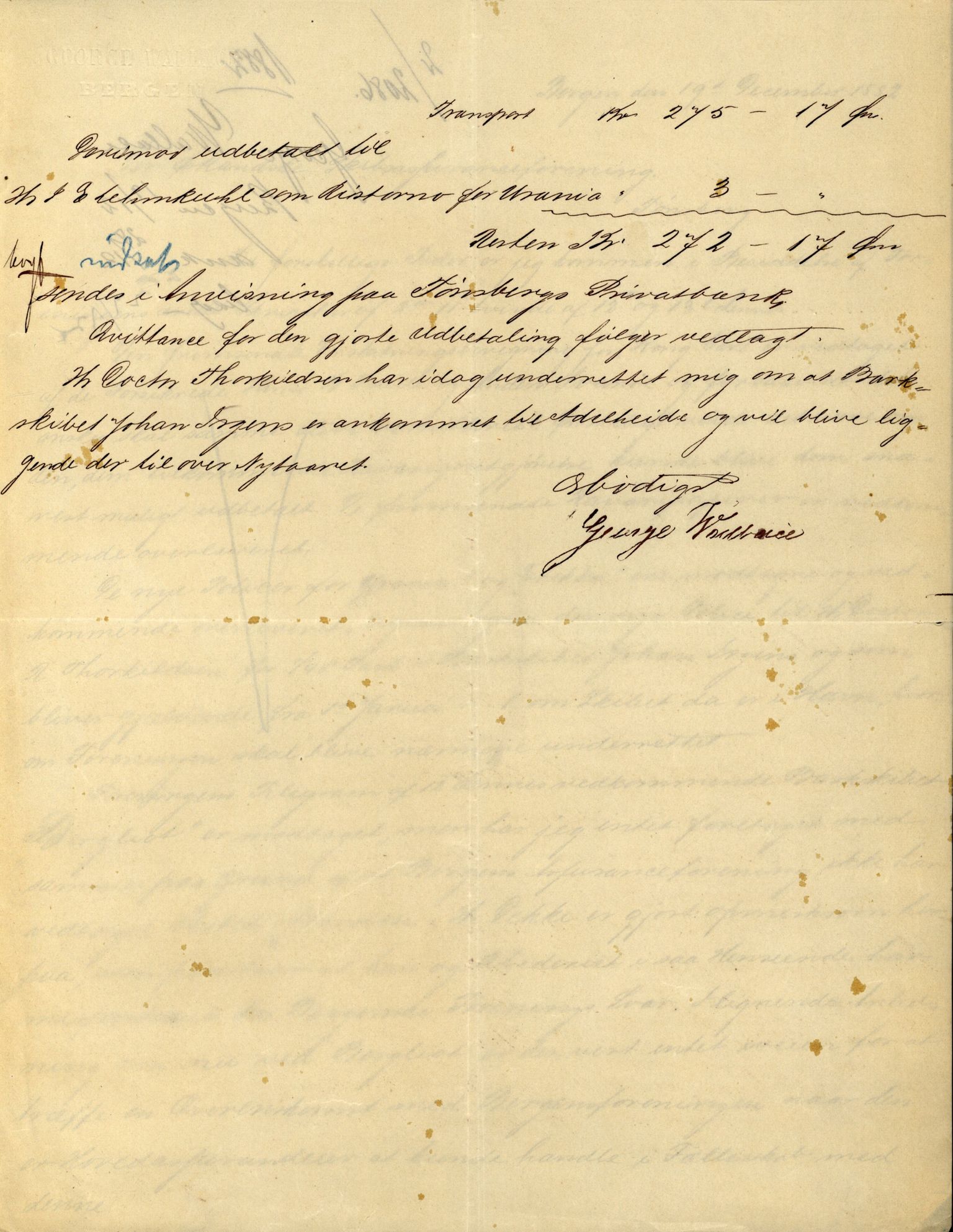 Pa 63 - Østlandske skibsassuranceforening, VEMU/A-1079/G/Ga/L0015/0011: Havaridokumenter / Carl Johan, Bergljot, Baticola, Saga, 1882, s. 16