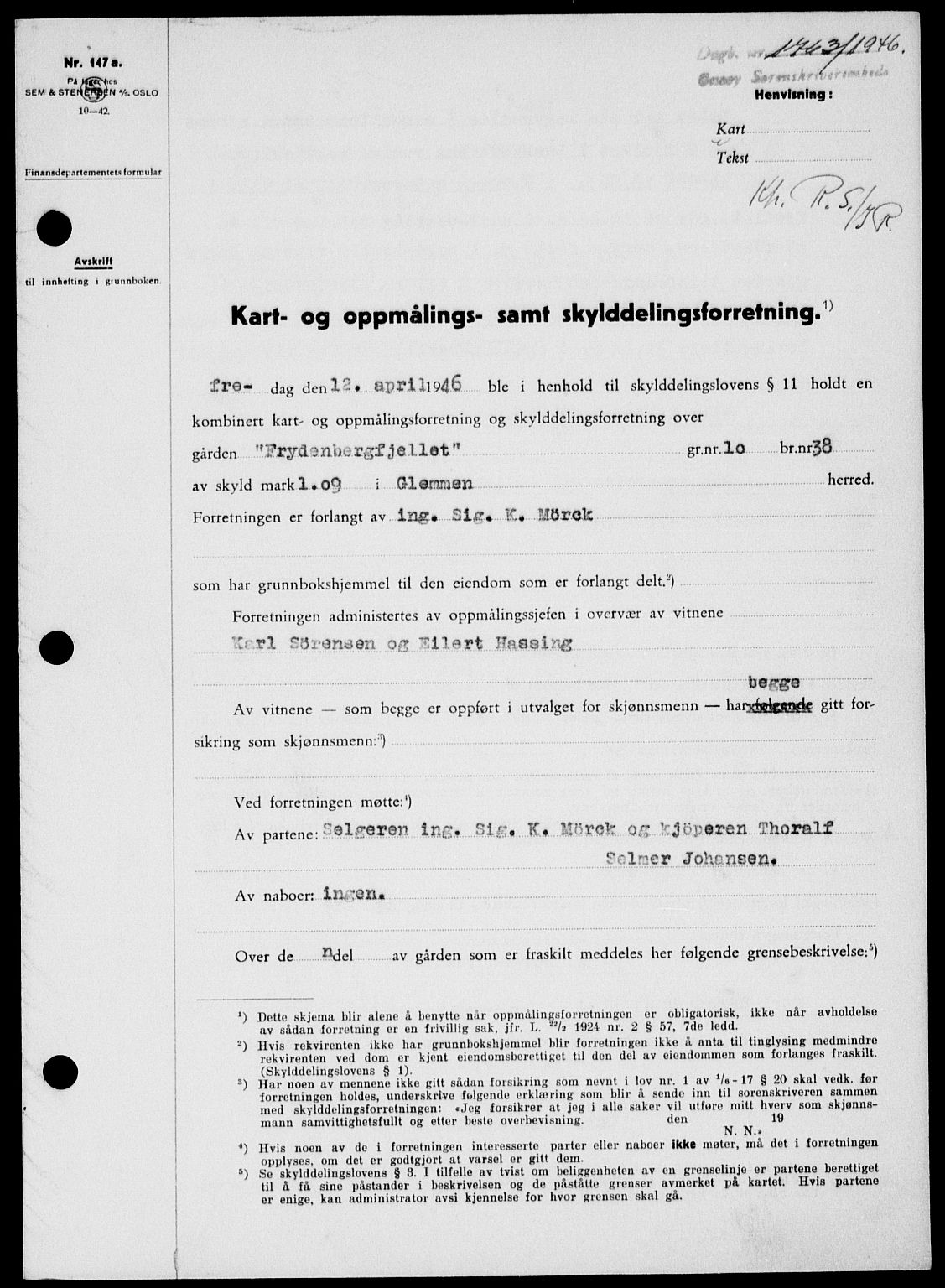 Onsøy sorenskriveri, SAO/A-10474/G/Ga/Gab/L0016: Pantebok nr. II A-16, 1946-1946, Dagboknr: 1763/1946