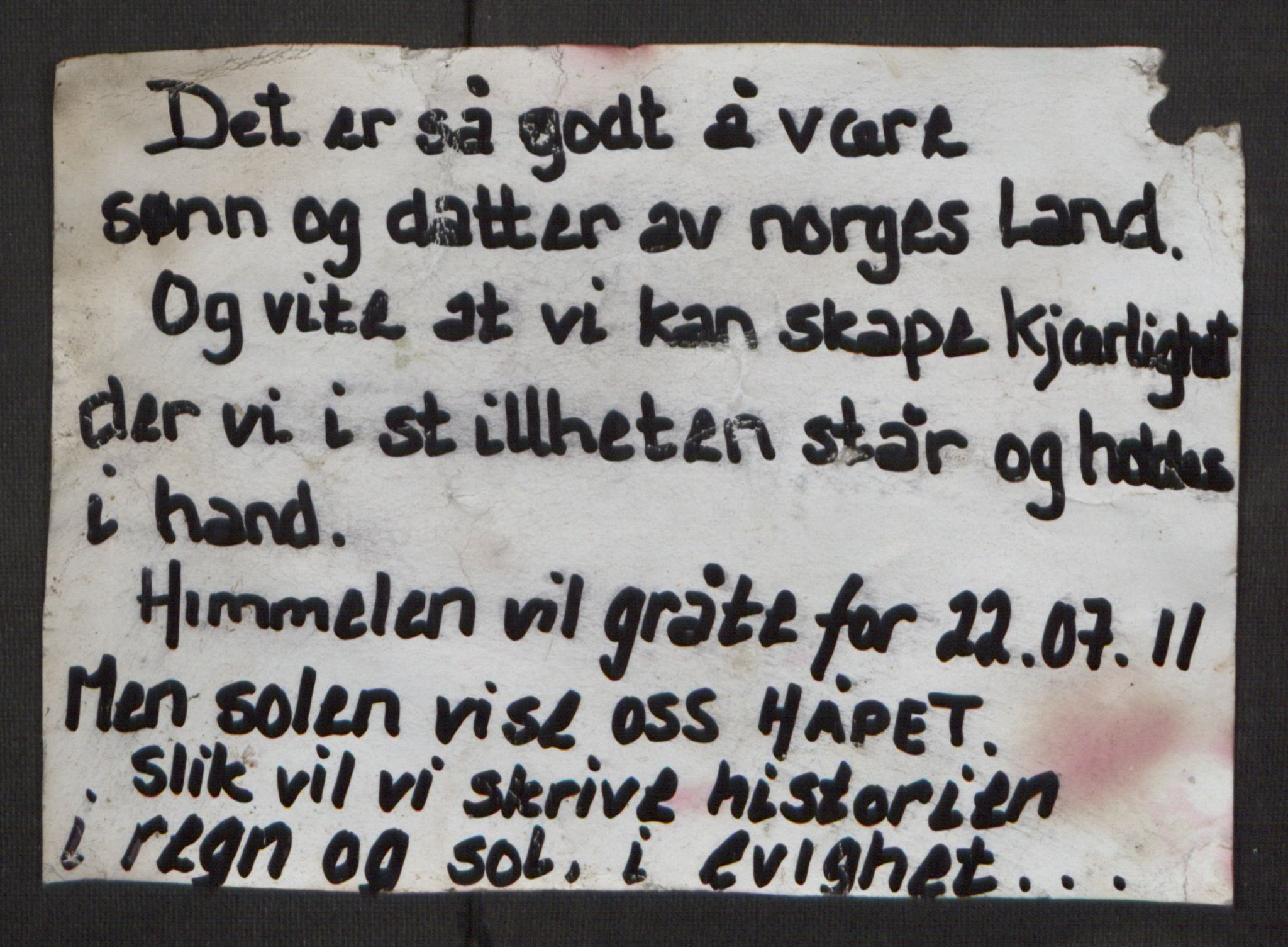 Minnemateriale etter 22.07.2011, RA/S-6313/00/A/L0001: Minnemateriale utvalgt for publisering i forbindelse med ettårsmarkeringen, 2011, s. 1011