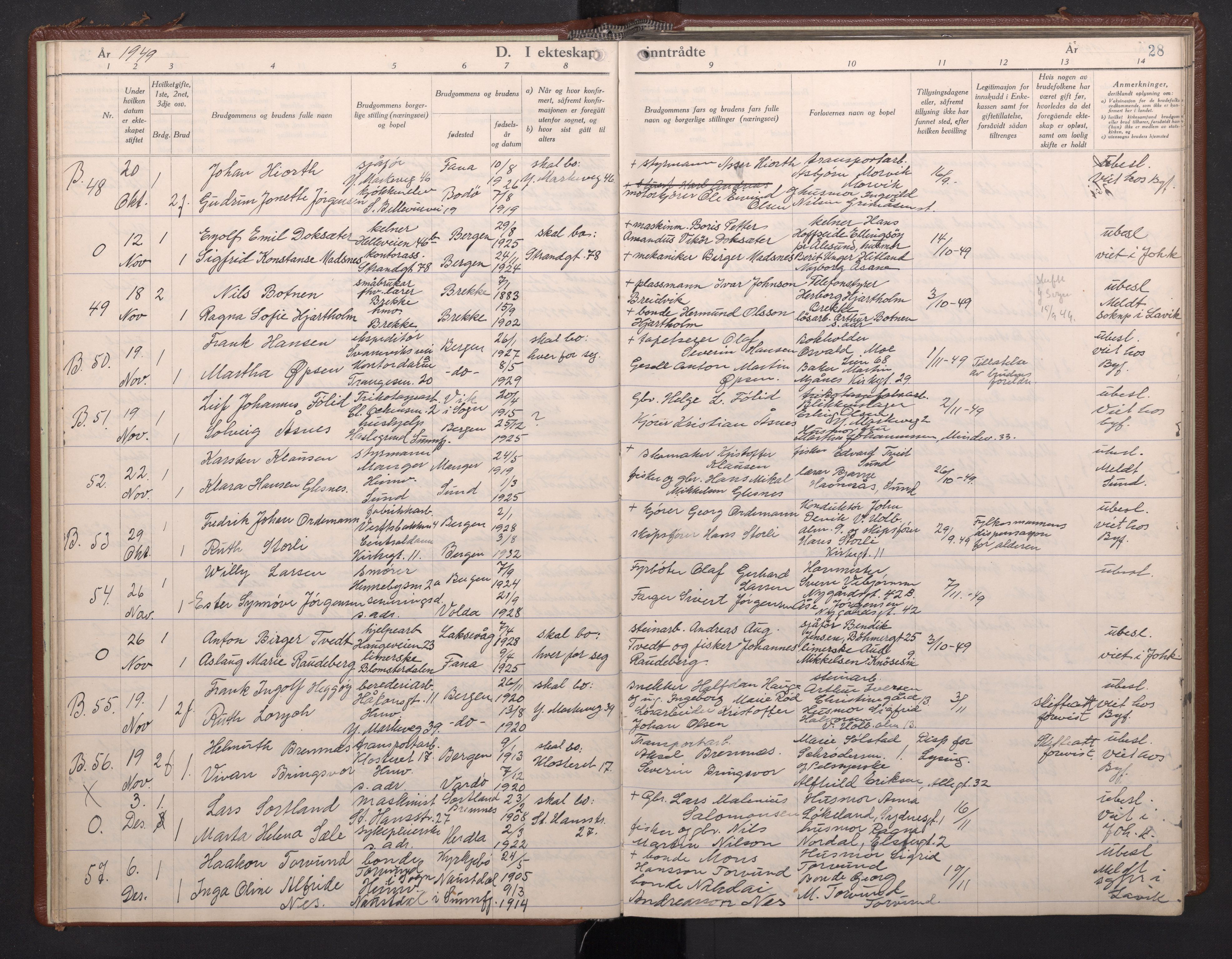 Nykirken Sokneprestembete, AV/SAB-A-77101/H/Haa/L0040: Ministerialbok nr. D 10, 1946-1964, s. 27b-28a