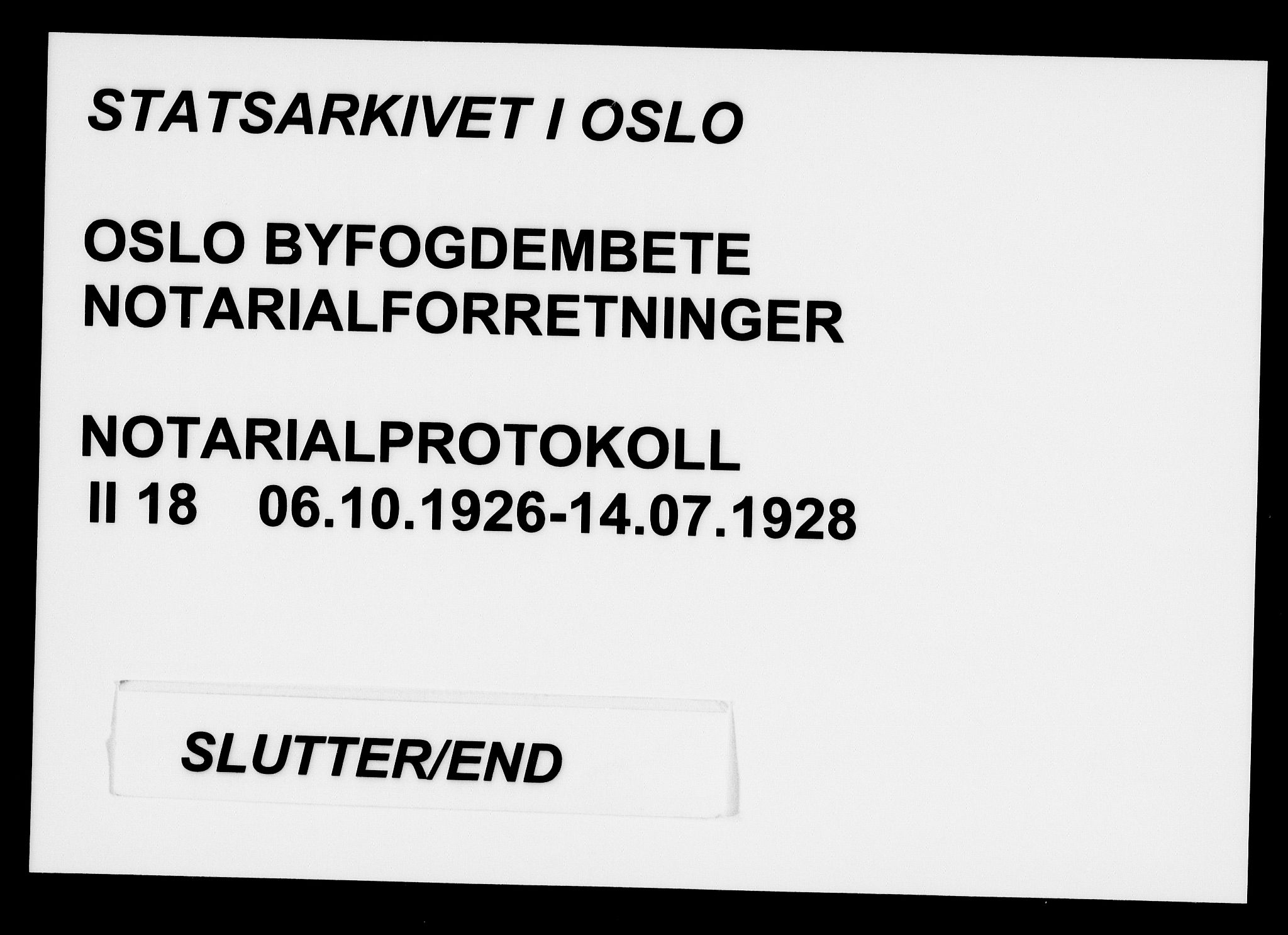 Oslo byfogd avd. I, SAO/A-10220/L/Lb/Lbb/L0018: Notarialprotokoll, rekke II: Vigsler, 1926-1928