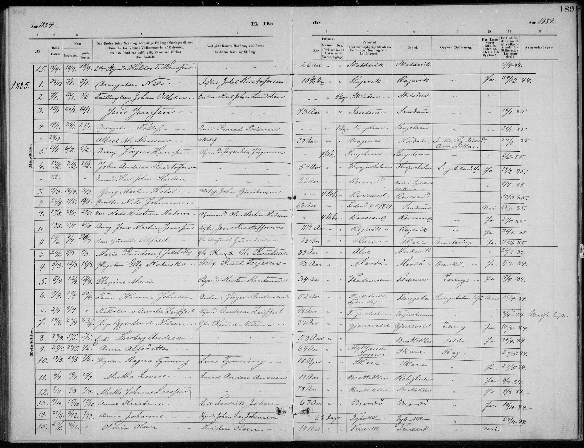 Tromøy sokneprestkontor, SAK/1111-0041/F/Fb/L0005: Klokkerbok nr. B 5, 1877-1891, s. 189