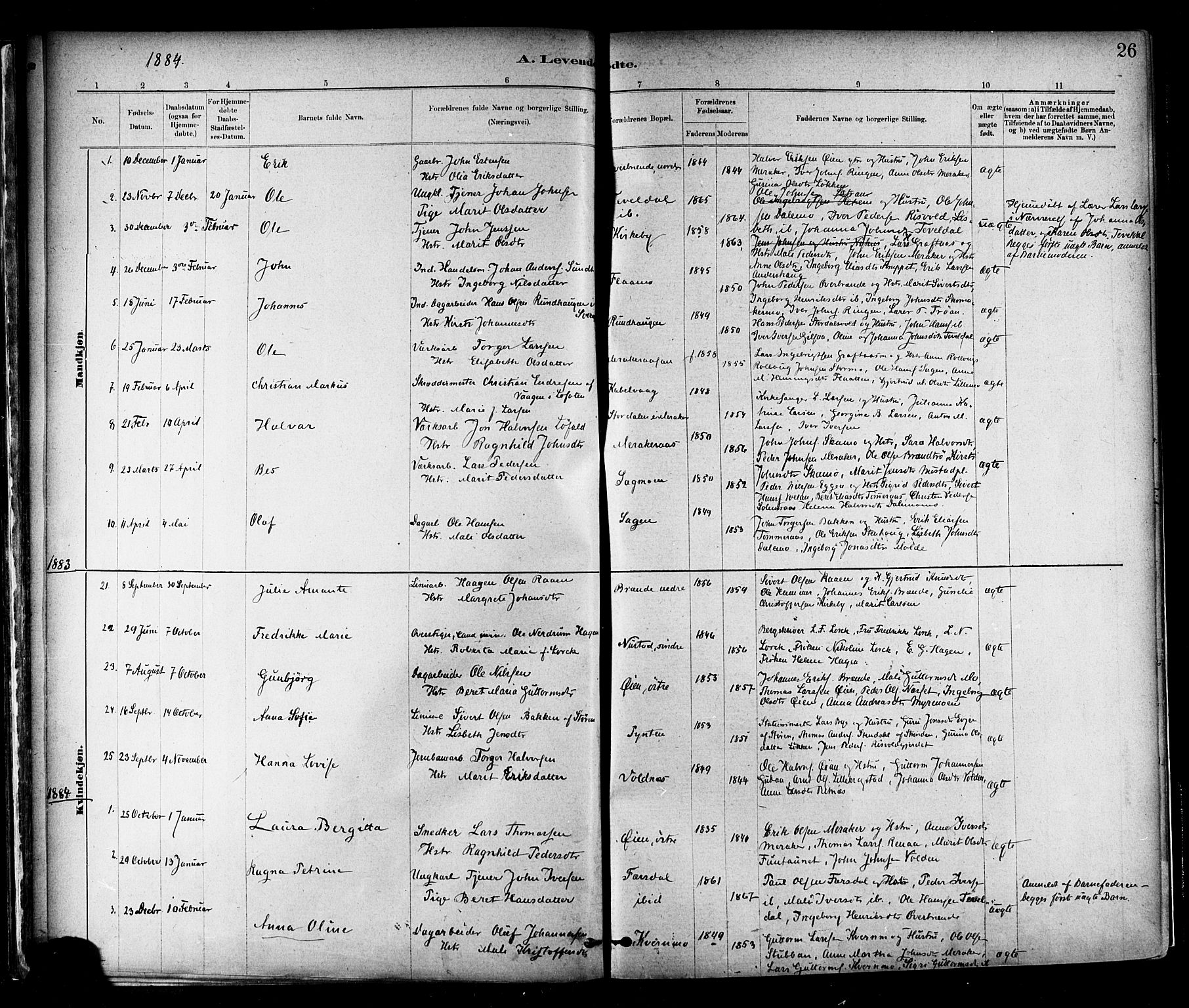 Ministerialprotokoller, klokkerbøker og fødselsregistre - Nord-Trøndelag, SAT/A-1458/706/L0047: Ministerialbok nr. 706A03, 1878-1892, s. 26