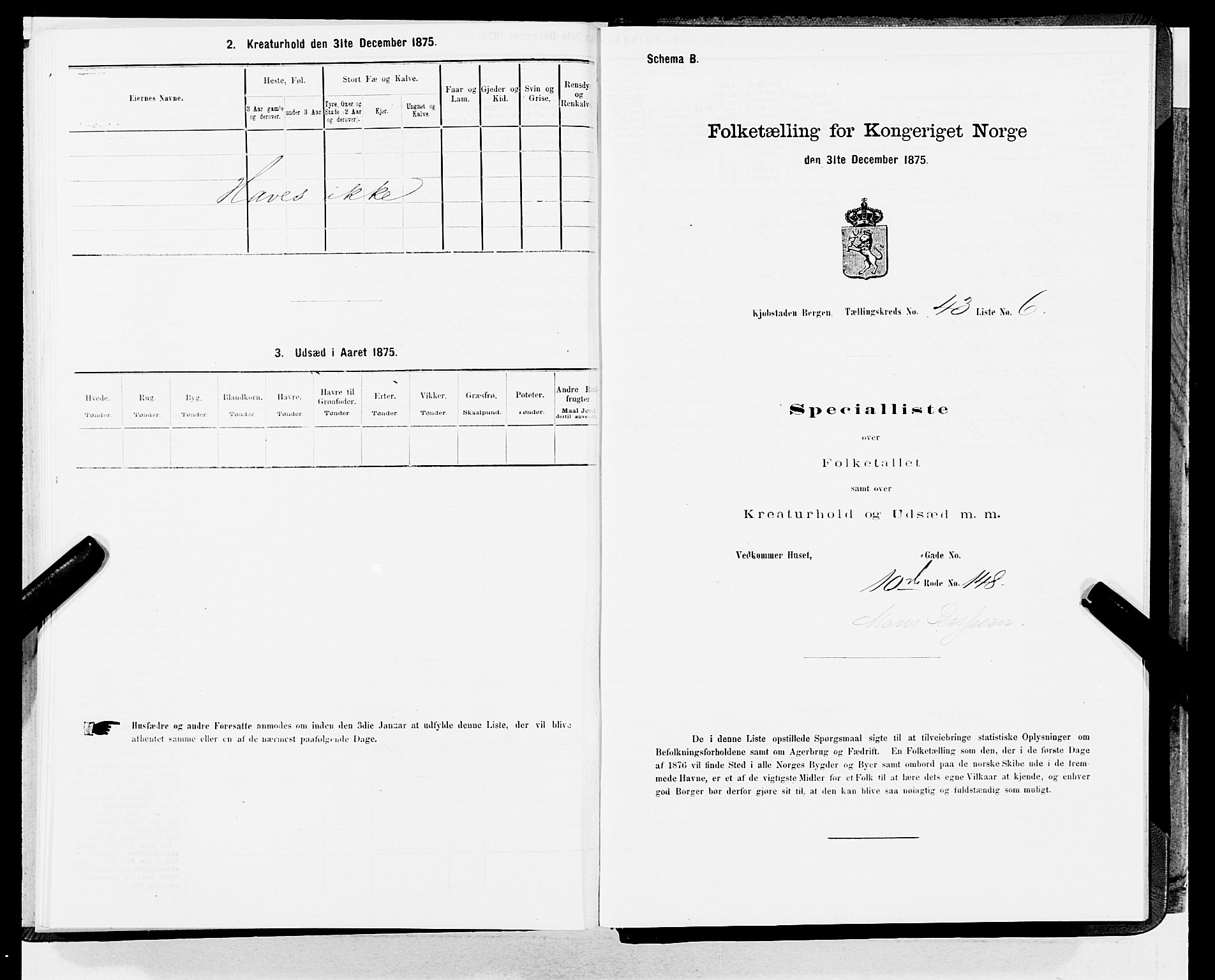 SAB, Folketelling 1875 for 1301 Bergen kjøpstad, 1875, s. 2236