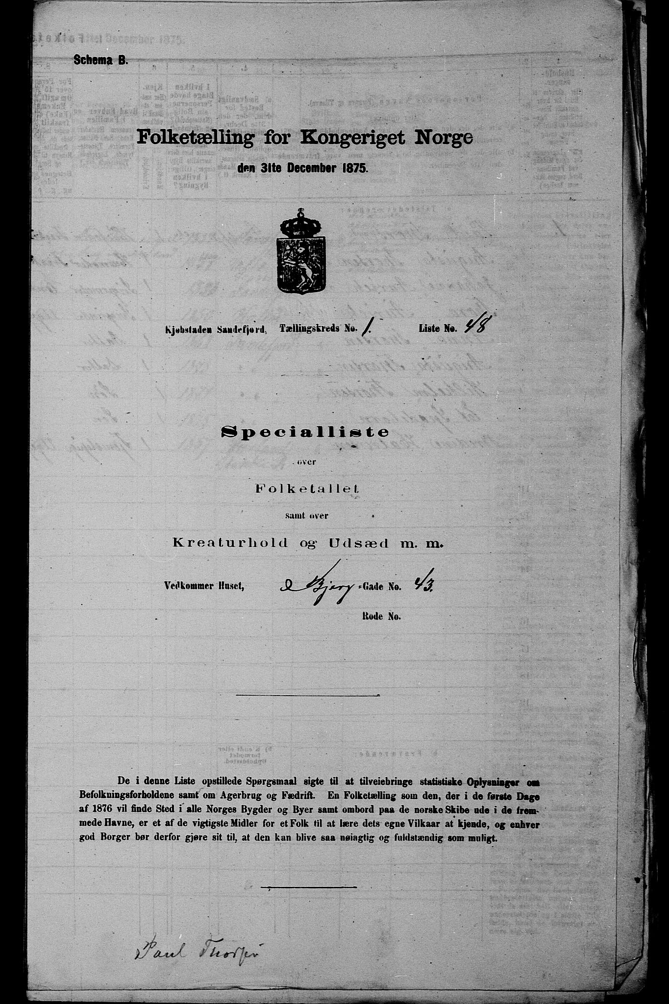 SAKO, Folketelling 1875 for 0706B Sandeherred prestegjeld, Sandefjord kjøpstad, 1875, s. 115