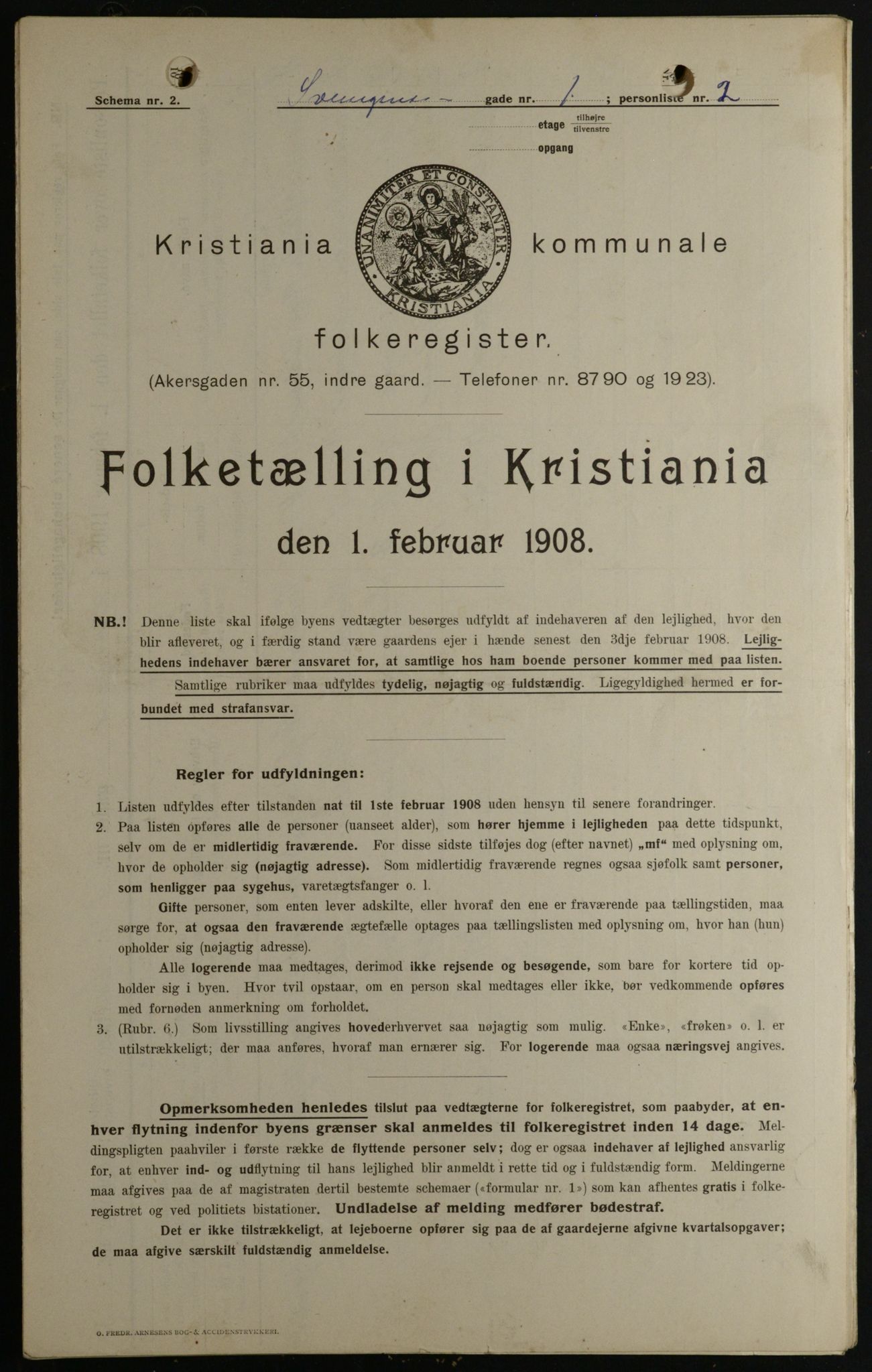 OBA, Kommunal folketelling 1.2.1908 for Kristiania kjøpstad, 1908, s. 95413