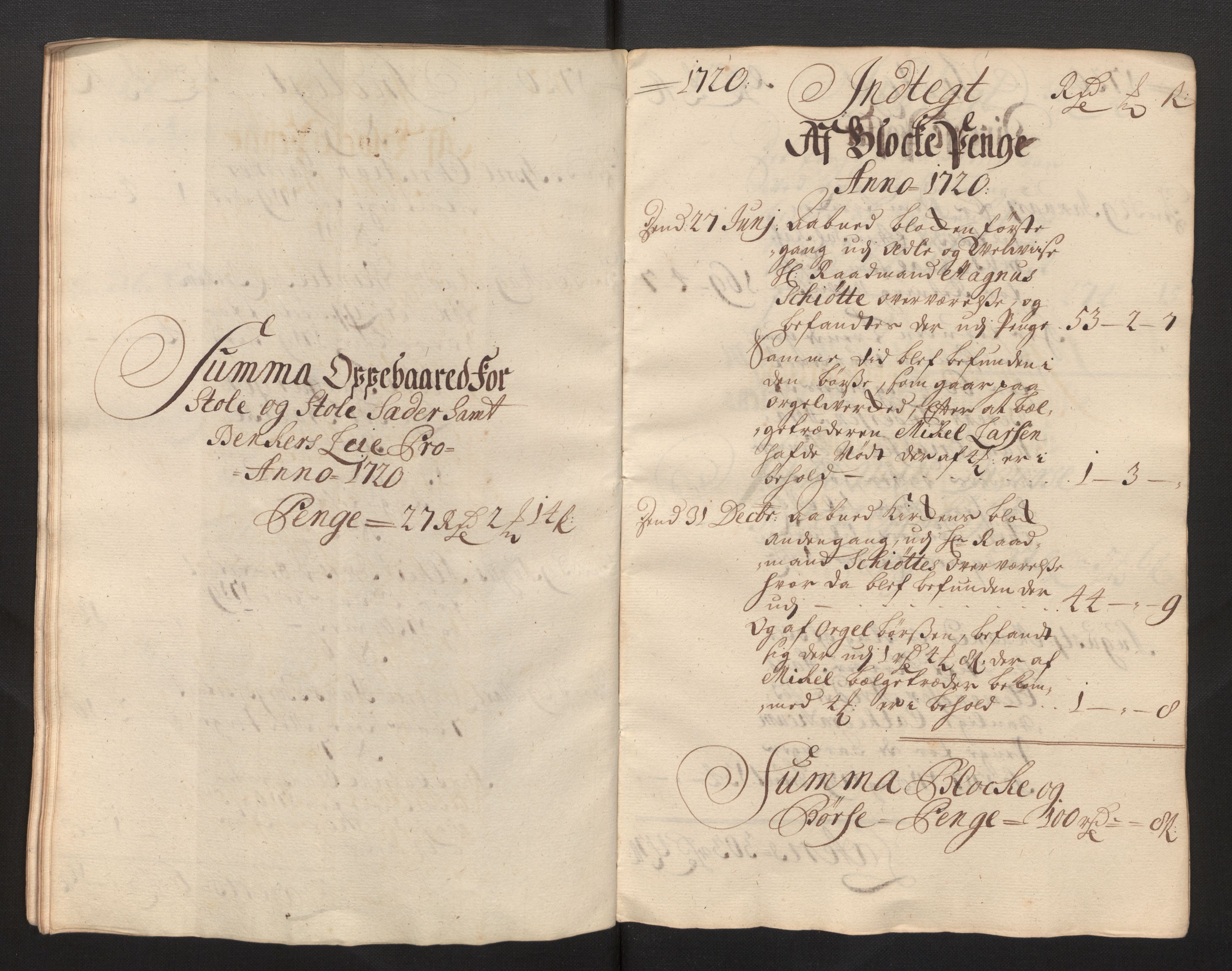 Stiftamtmannen i Bergen, AV/SAB-A-100006/F/Fb/Fbb/0001 / Lnr. 1737 - Domkirken: Rekneskapar, 1706-1721