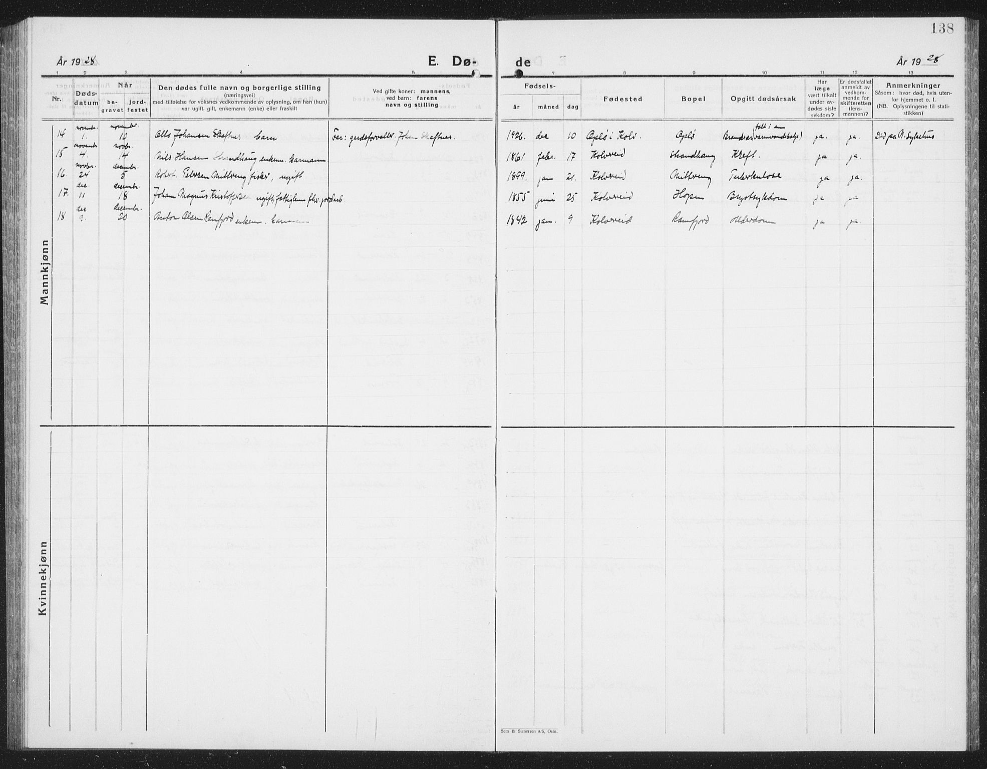 Ministerialprotokoller, klokkerbøker og fødselsregistre - Nord-Trøndelag, SAT/A-1458/780/L0654: Klokkerbok nr. 780C06, 1928-1942, s. 138