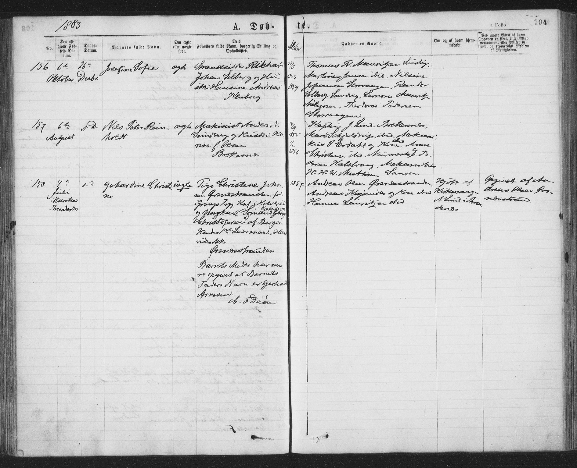Ministerialprotokoller, klokkerbøker og fødselsregistre - Nordland, AV/SAT-A-1459/874/L1058: Ministerialbok nr. 874A02, 1878-1883, s. 104