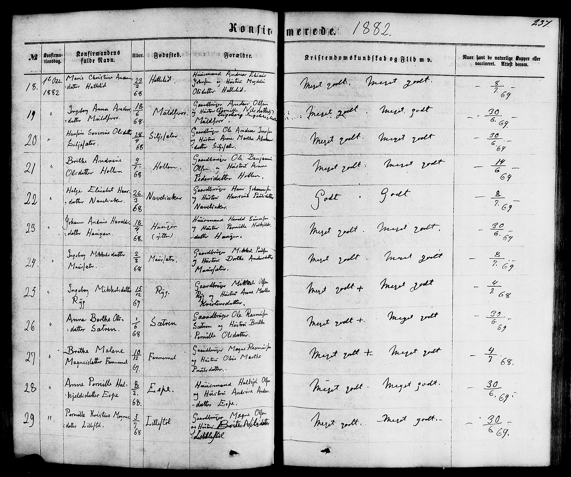 Hornindal sokneprestembete, AV/SAB-A-82401/H/Haa/Haaa/L0002: Ministerialbok nr. A 2, 1867-1884, s. 237