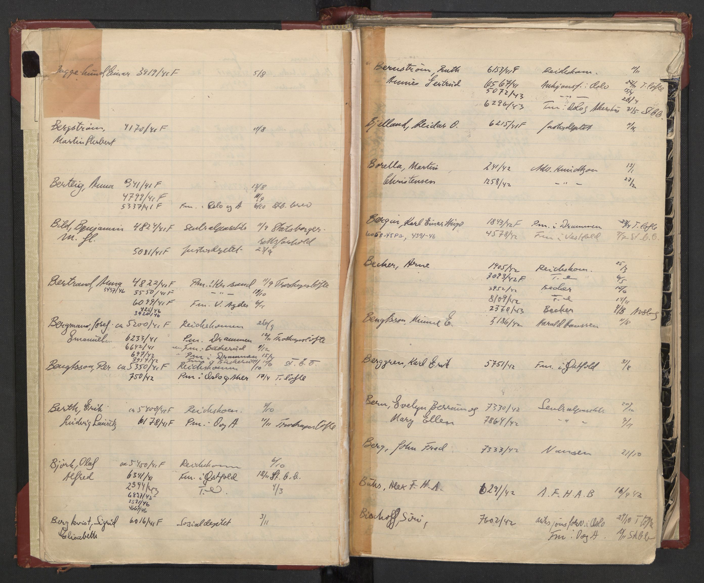 Justisdepartementet, 3. politikontor P3, AV/RA-S-1051/C/Cc/L0002: Journalregister over statsborgersaker, 1940-1946, s. 10