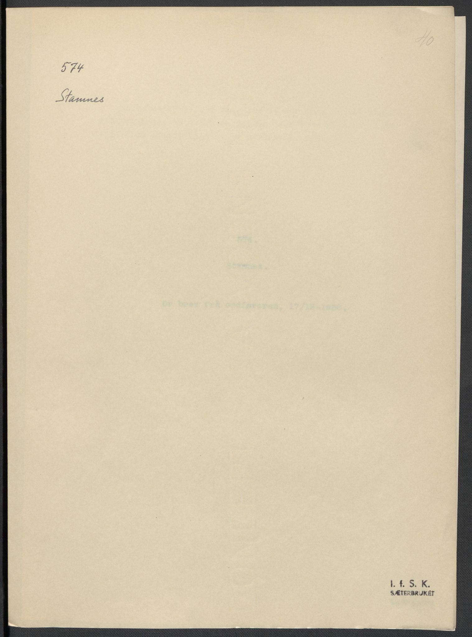 Instituttet for sammenlignende kulturforskning, RA/PA-0424/F/Fc/L0016/0001: Eske B16: / Nordland (perm XLVI), 1932-1938, s. 40