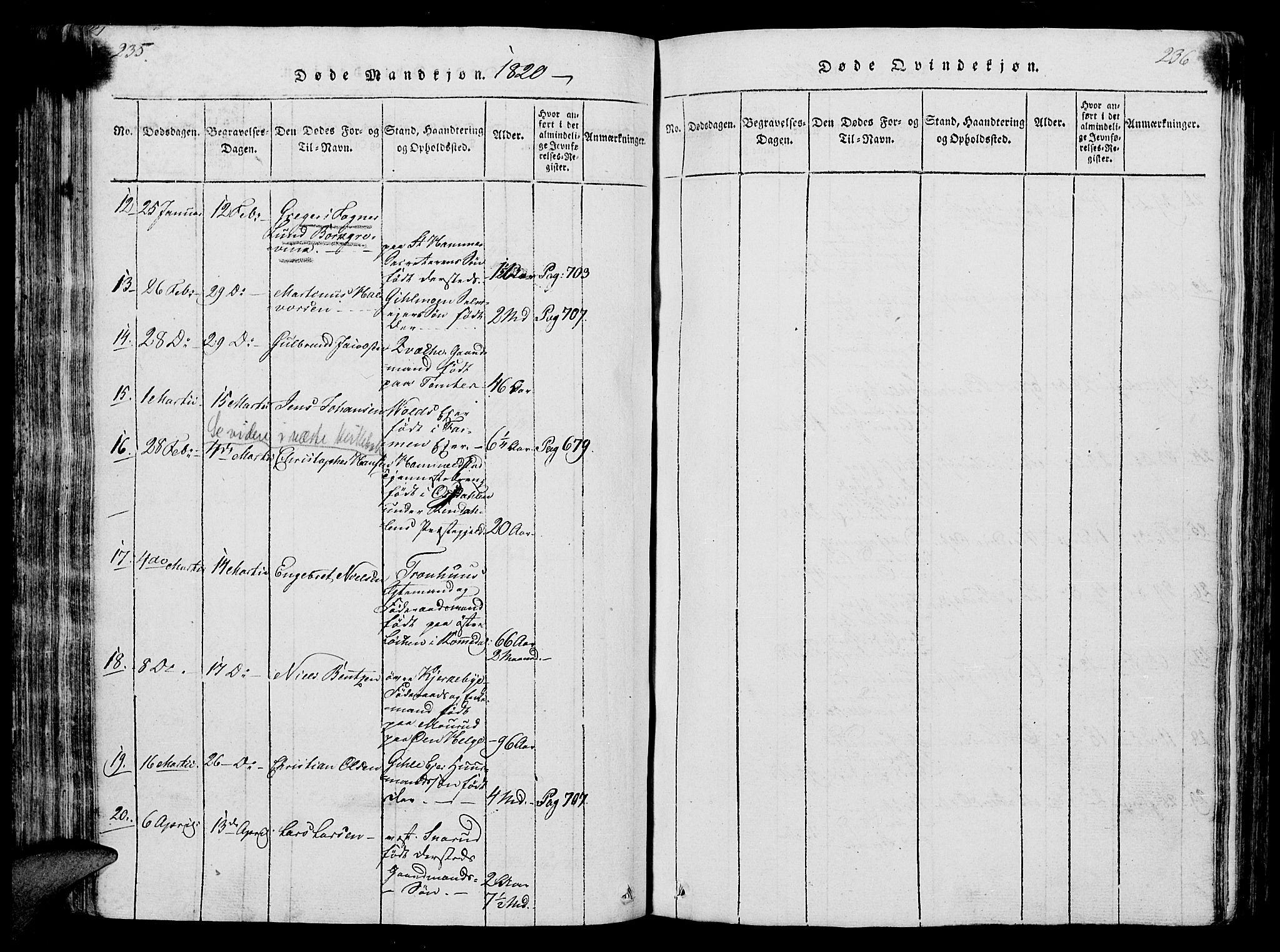 Vang prestekontor, Hedmark, SAH/PREST-008/H/Ha/Hab/L0004: Klokkerbok nr. 4, 1813-1827, s. 235-236
