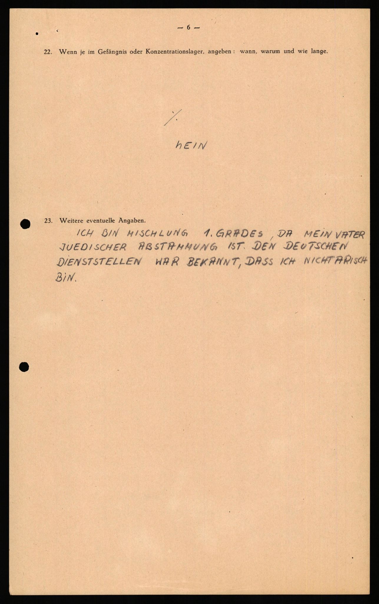 Forsvaret, Forsvarets overkommando II, RA/RAFA-3915/D/Db/L0032: CI Questionaires. Tyske okkupasjonsstyrker i Norge. Tyskere., 1945-1946, s. 63