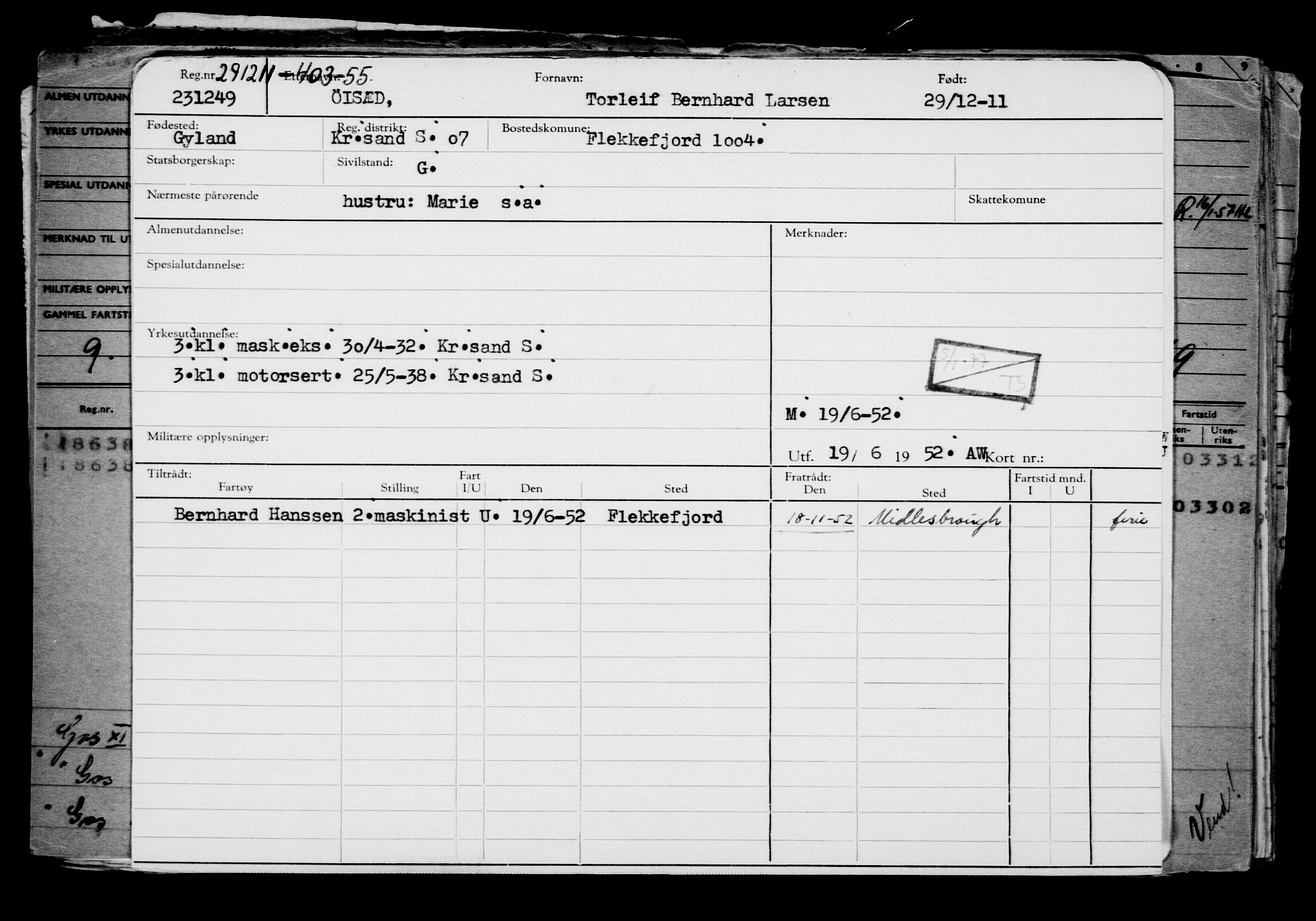 Direktoratet for sjømenn, AV/RA-S-3545/G/Gb/L0101: Hovedkort, 1911, s. 915