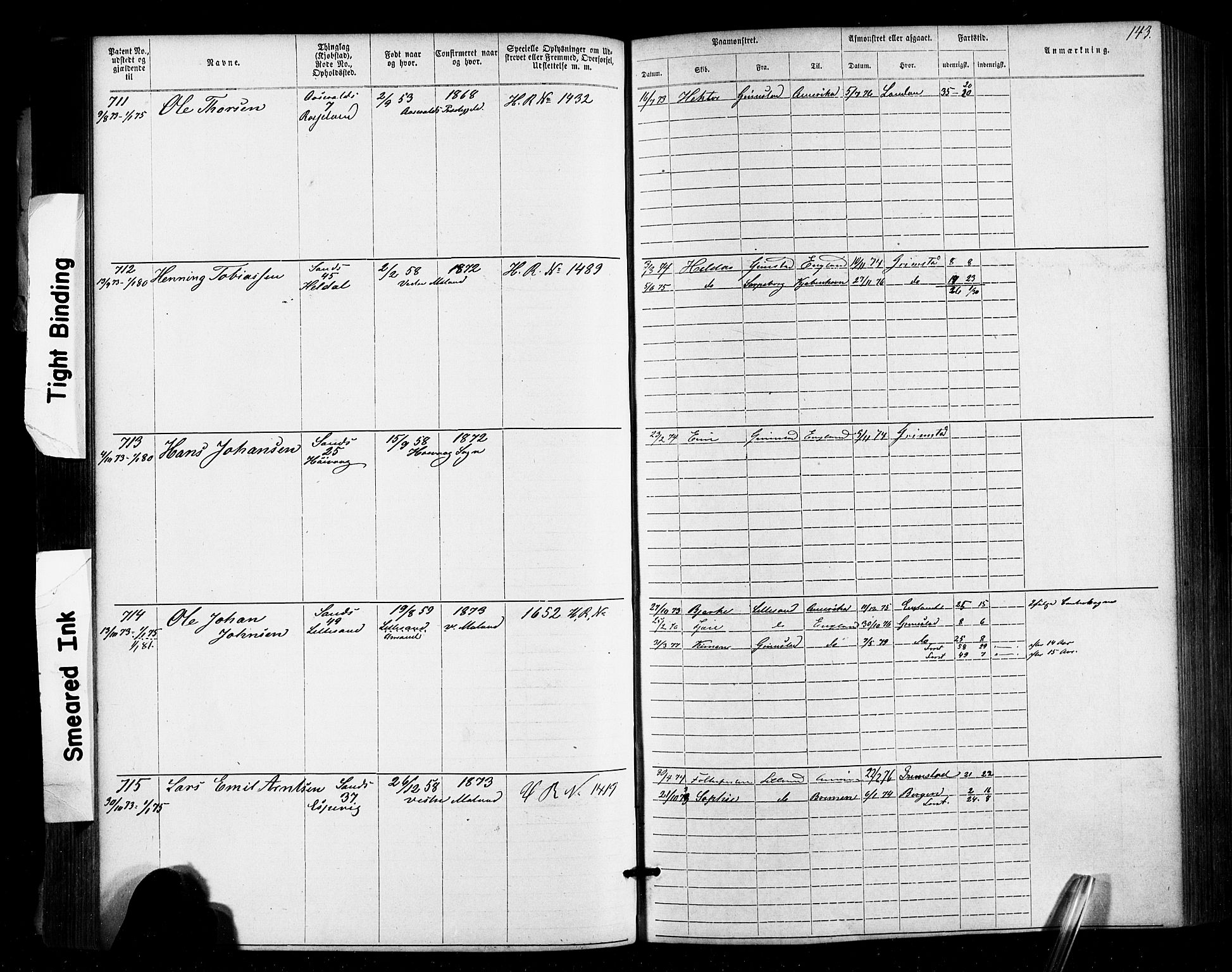 Lillesand mønstringskrets, SAK/2031-0014/F/Fa/L0002: Annotasjonsrulle nr 1-1910 med register, W-8, 1868-1891, s. 147