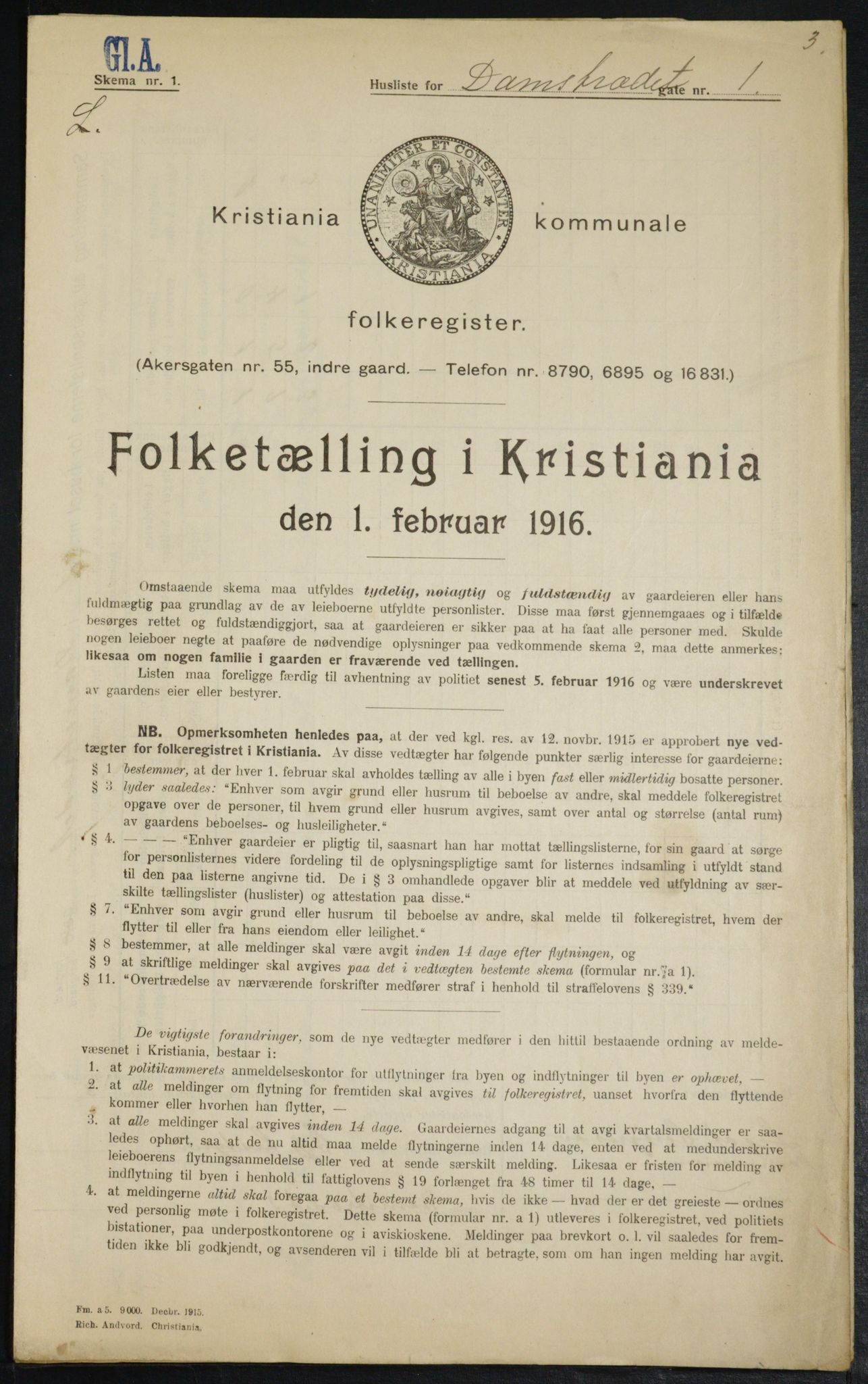 OBA, Kommunal folketelling 1.2.1916 for Kristiania, 1916, s. 14435