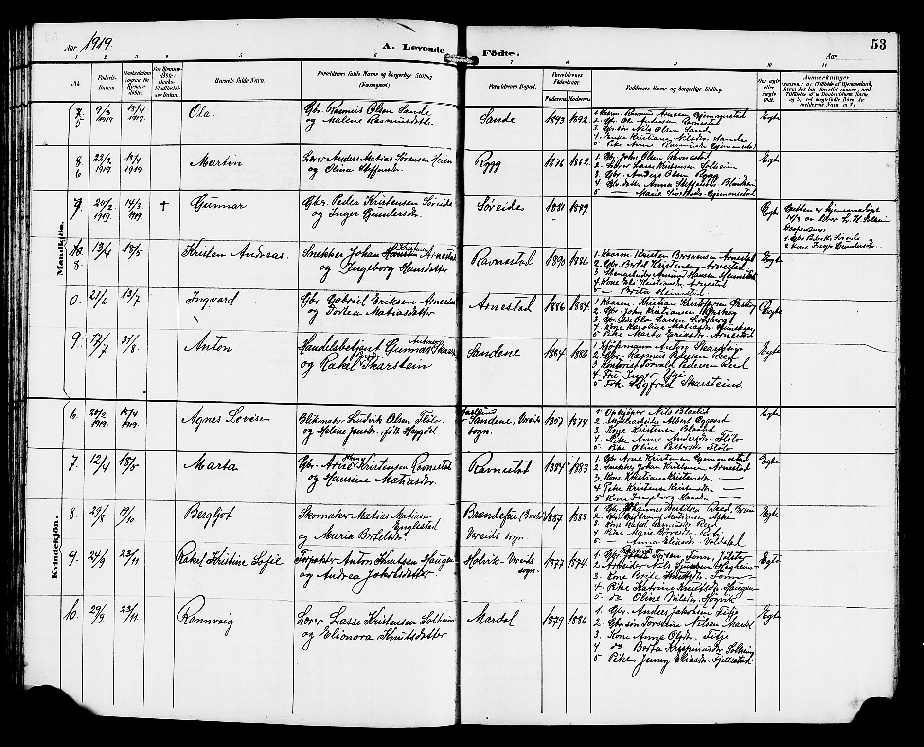 Gloppen sokneprestembete, AV/SAB-A-80101/H/Hab/Habd/L0001: Klokkerbok nr. D 1, 1892-1921, s. 53