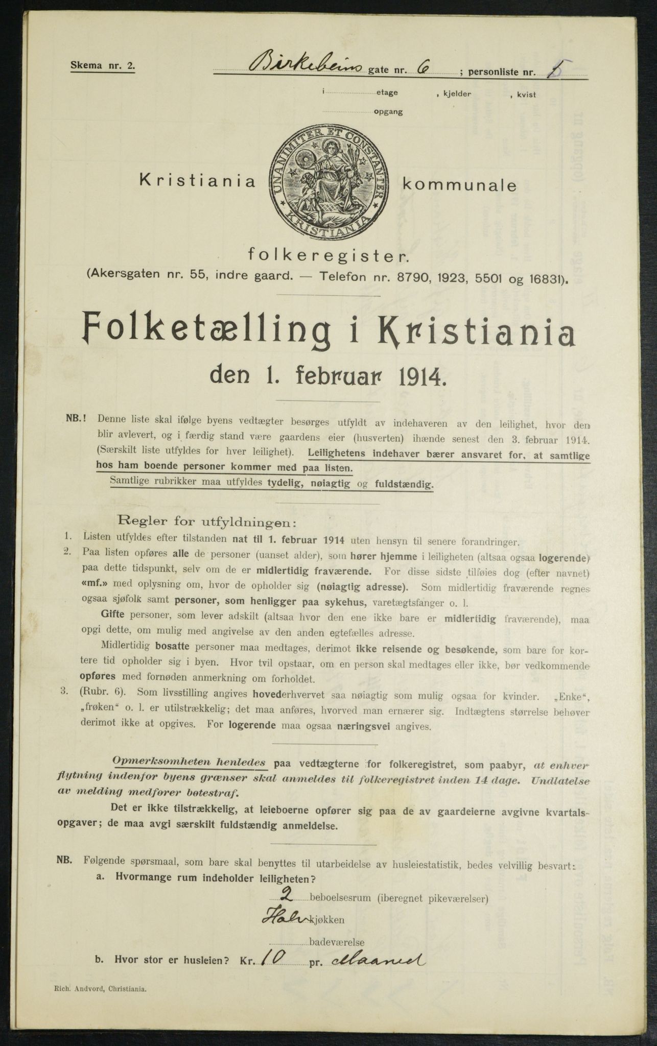 OBA, Kommunal folketelling 1.2.1914 for Kristiania, 1914, s. 4947