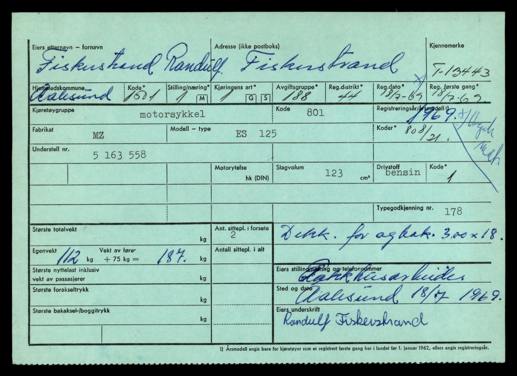Møre og Romsdal vegkontor - Ålesund trafikkstasjon, AV/SAT-A-4099/F/Fe/L0039: Registreringskort for kjøretøy T 13361 - T 13530, 1927-1998, s. 1413
