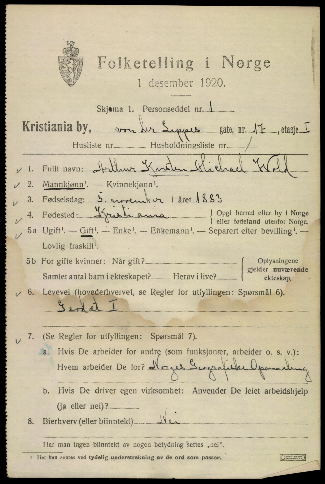 SAO, Folketelling 1920 for 0301 Kristiania kjøpstad, 1920, s. 643679