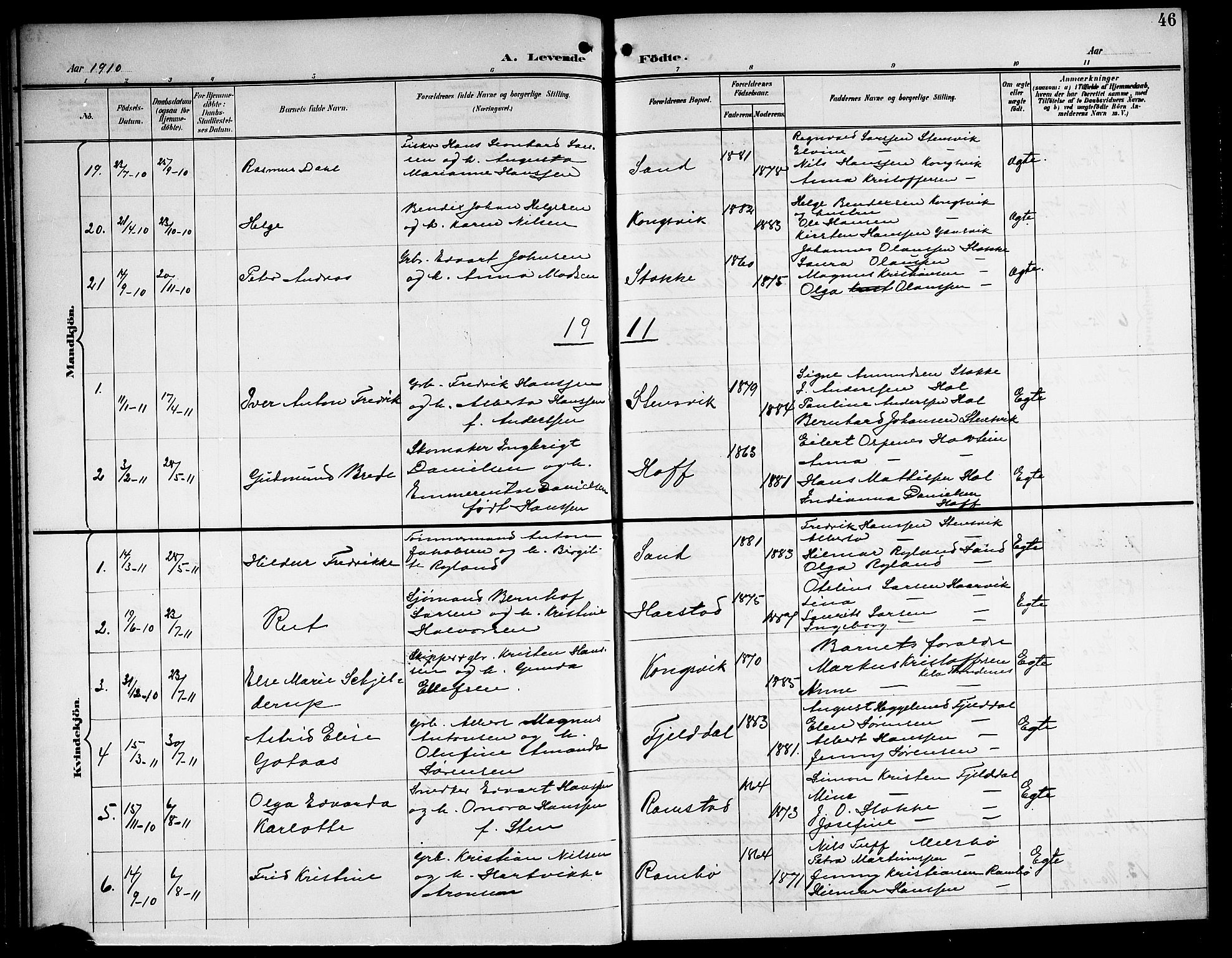 Ministerialprotokoller, klokkerbøker og fødselsregistre - Nordland, AV/SAT-A-1459/865/L0932: Klokkerbok nr. 865C04, 1901-1917, s. 46